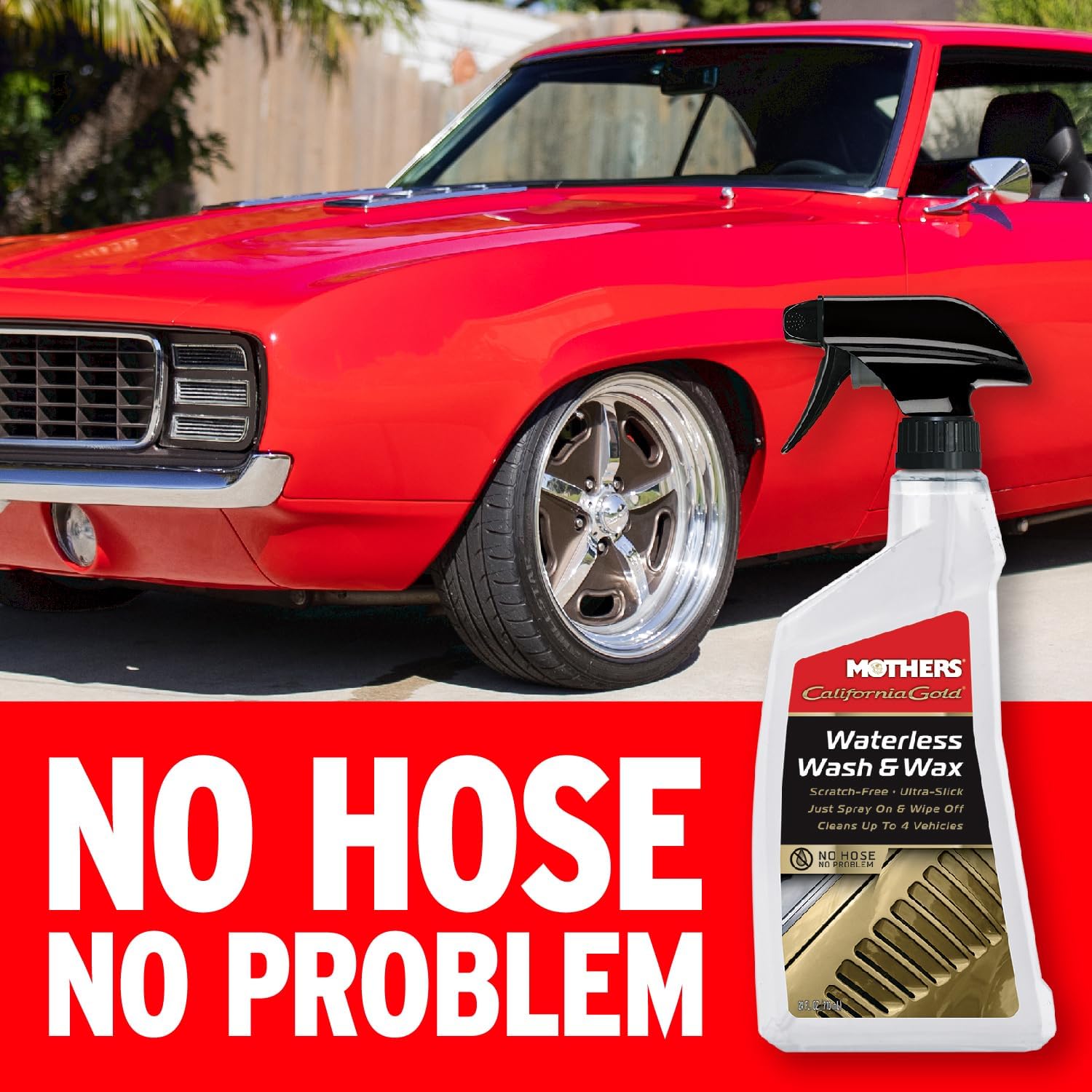 Mothers California Gold Waterless Wash & Wax, 24 oz. (05644) | Quick & Easy Car Care Without Water, Spray On & Wipe Off Ultra-Slick Formula Safely Removes Dirt & Grime Scratch-Free - Image 3