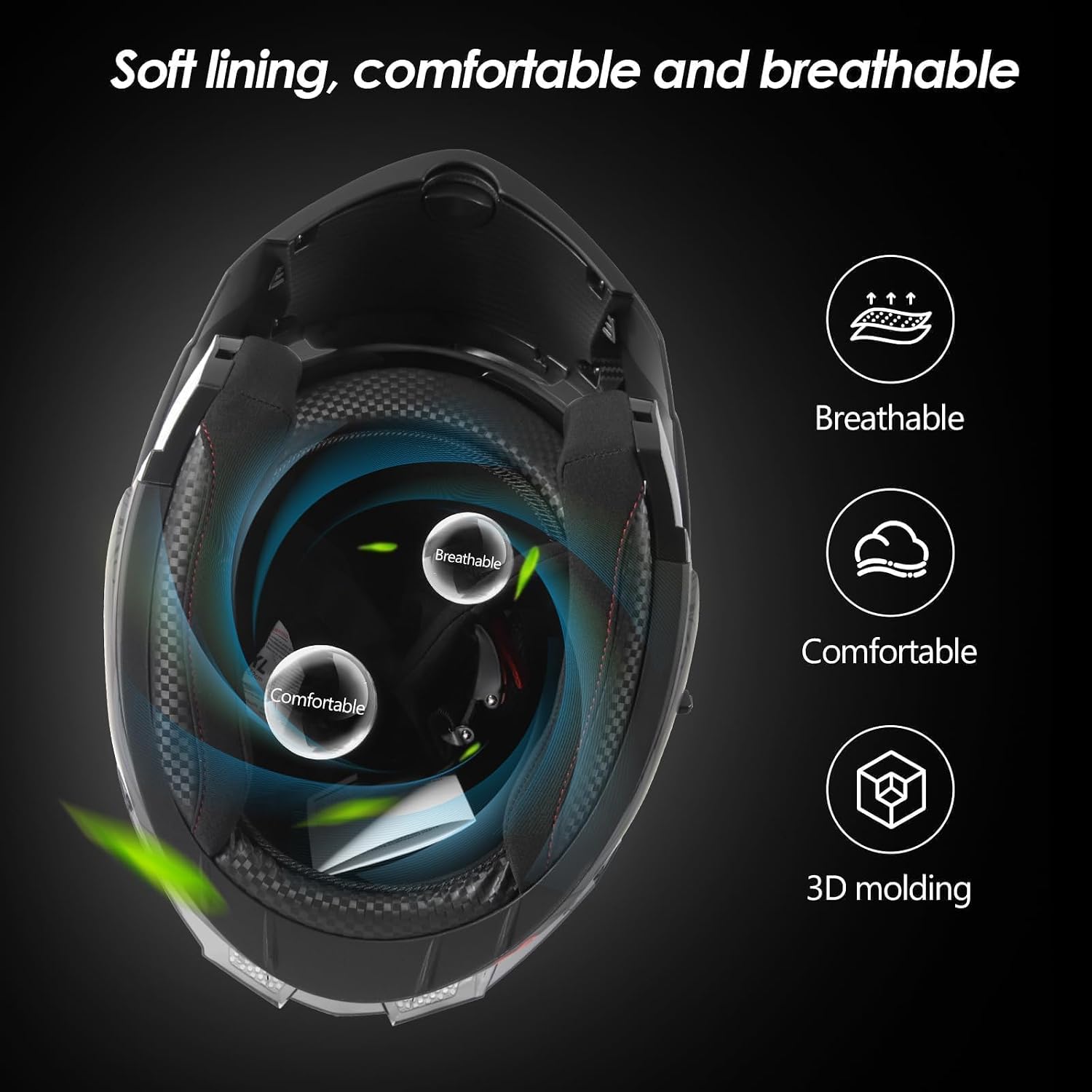 DOT Approved Full Face Modular Flip-Up Dual Visor Motorcycle Helmet for Adult Men Women, Lightweight ABS Shell & Ventilated, Street Bike ATV - Image 6