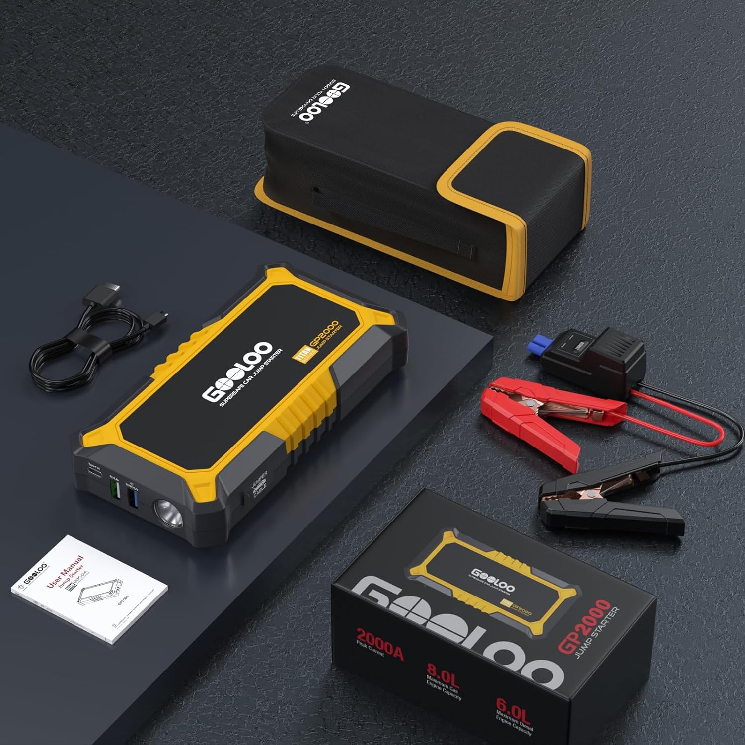 GOOLOO New GP2000 Jump Starter 2000A Car Starter Battery Pack (Up to 8.0L Gas, 6.0L Diesel Engine),12V Car Battery Charger Jumper Starter, Supersafe Portable Lithium Jump Box with USB Quick Charge - Image 9