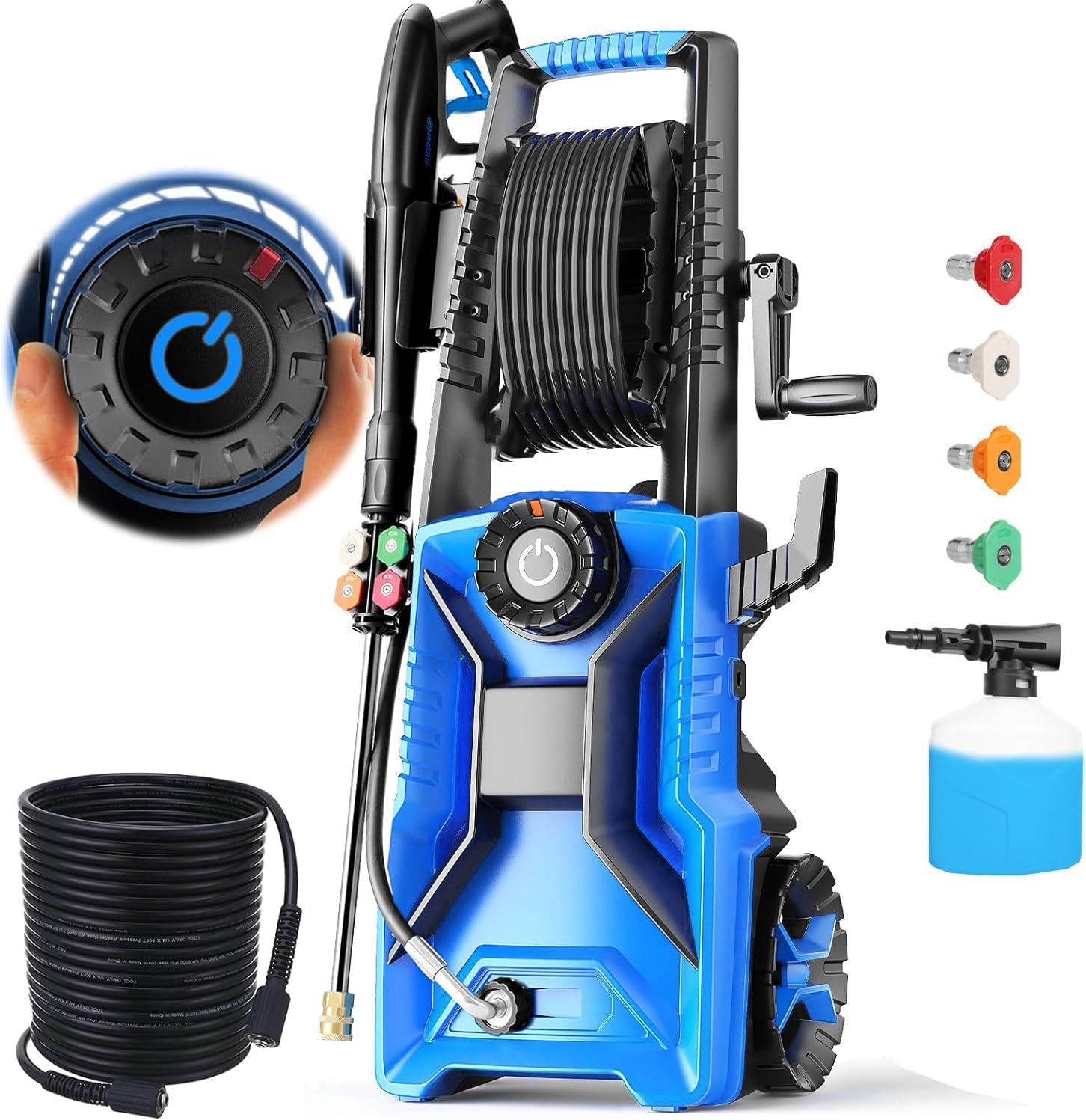 Electric Pressure Washer 5000 PSI Power Wahser with Pressure Control | Powerwashers for Homeowners, Cord with GFCI, 23FT Hose, 500ml Foam Cannon, Portable power washer for Home, Car, Blue - Image 2