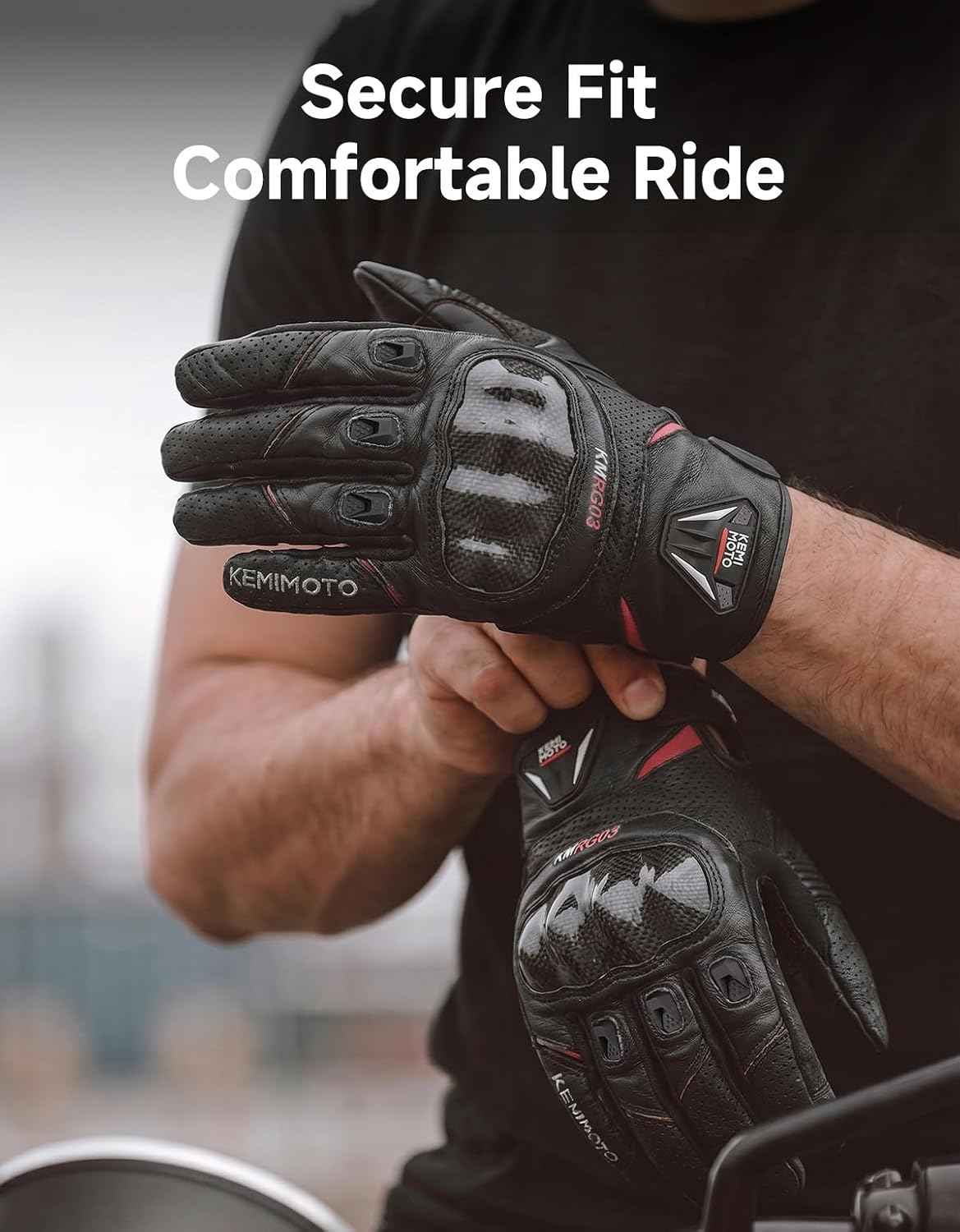 KEMIMOTO Sheepskin Leather Motorcycle Gloves for Men, Protective Motorcycle Gloves for Motocross Motorbike Dirt Bike Bicycle Racing ATV UTV - Image 5