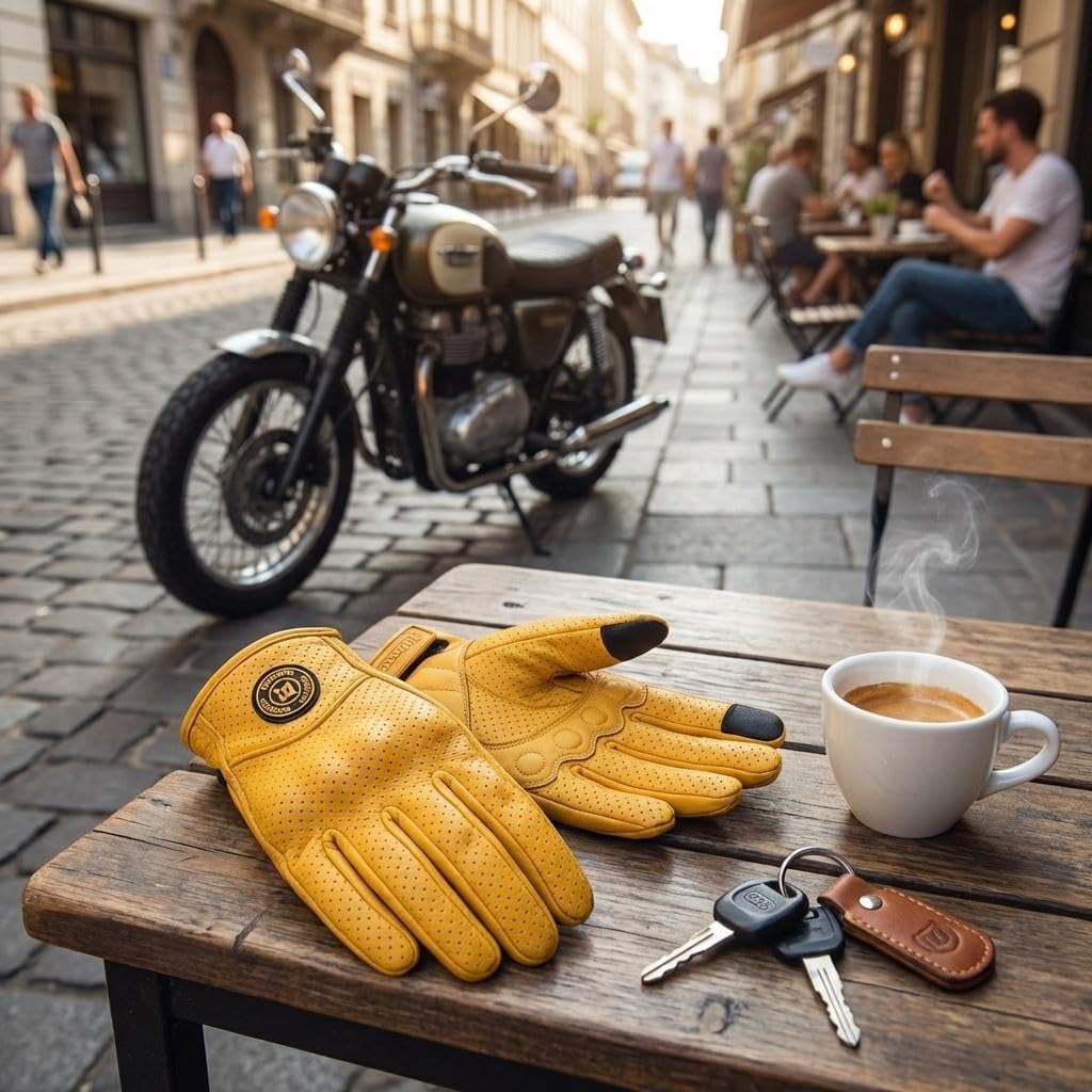 Classic Goat Leather Motorcycle Gloves, Touchscreen Breathable Summer Riding Gear for Men and Women - Image 10
