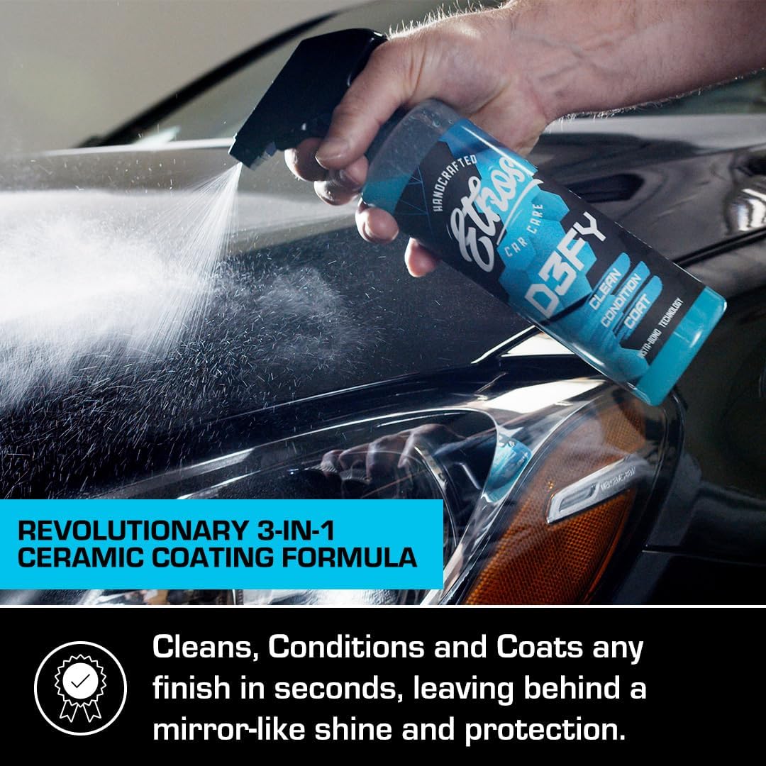 Ethos Defy - 3 in 1 Ceramic Coating - Waterless Car Wash Spray & Wax - Car Wax Spray Rnseless Wash - Hydrophobic Top Coat - Polish & Polymer Paint Sealant Protection - with Insta-Bond Technology - Image 7