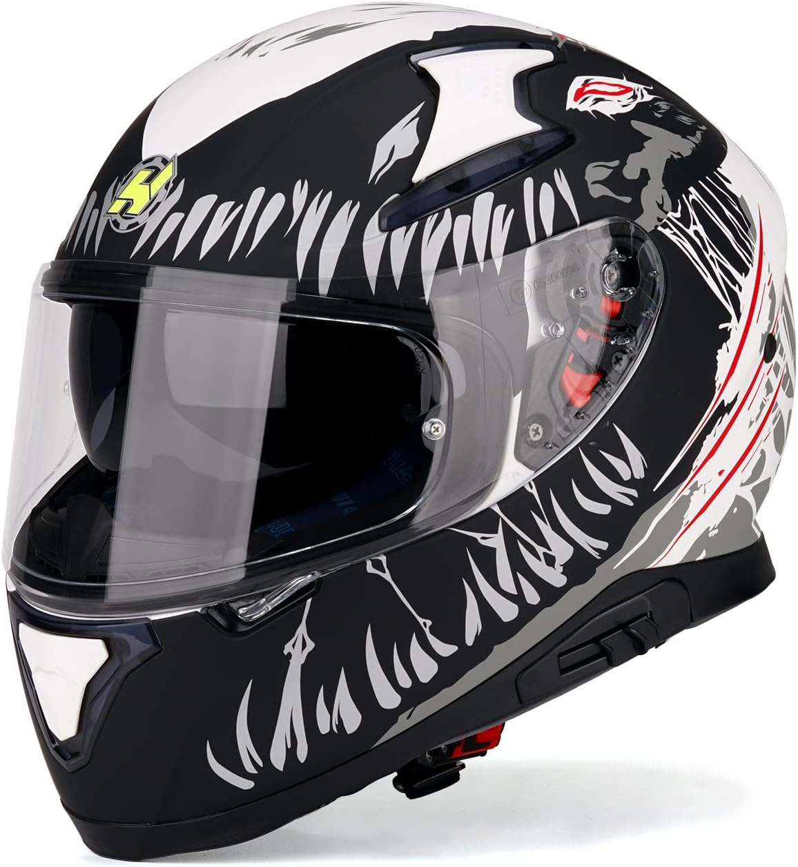 HAX Full Face Motorcycle DOT Approved Helmet with Dual Rear Wing and Pinlock Ready - Lightweight and Durable Motorbike Street Bike Helmet for Adults (Impulse Devour Black,S) - Image 2