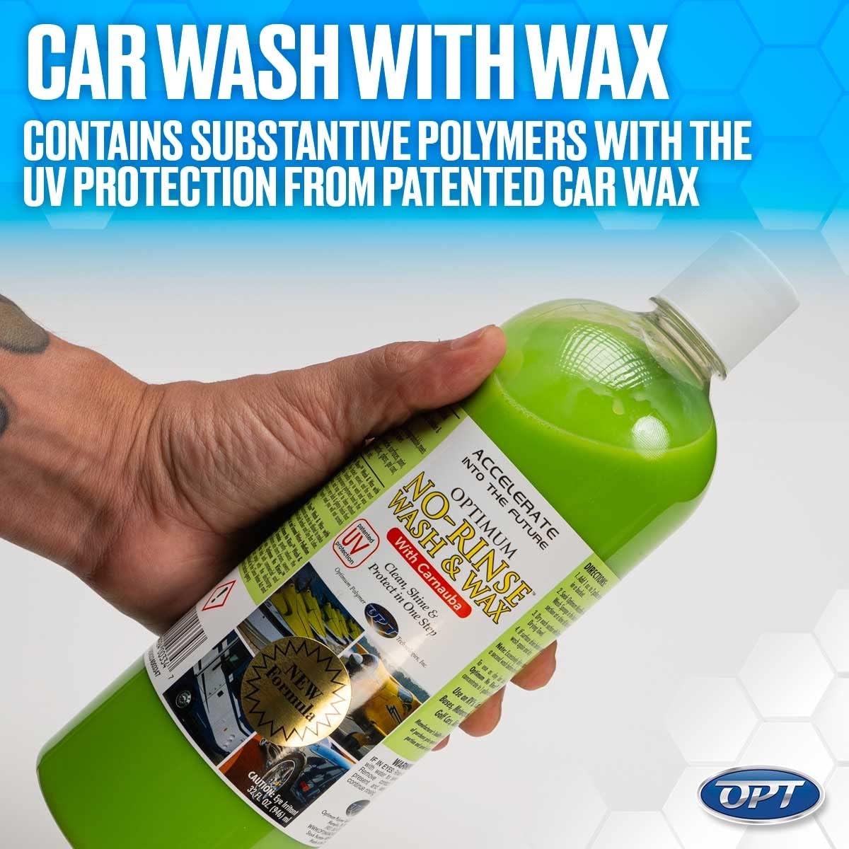 Optimum No Rinse Wash and Wax – Rinseless Car Wash Formulated with Carnauba Wax with UV Protection - For Cars, RVs, Trucks, Motorcycles and more (32 Oz) - Image 3