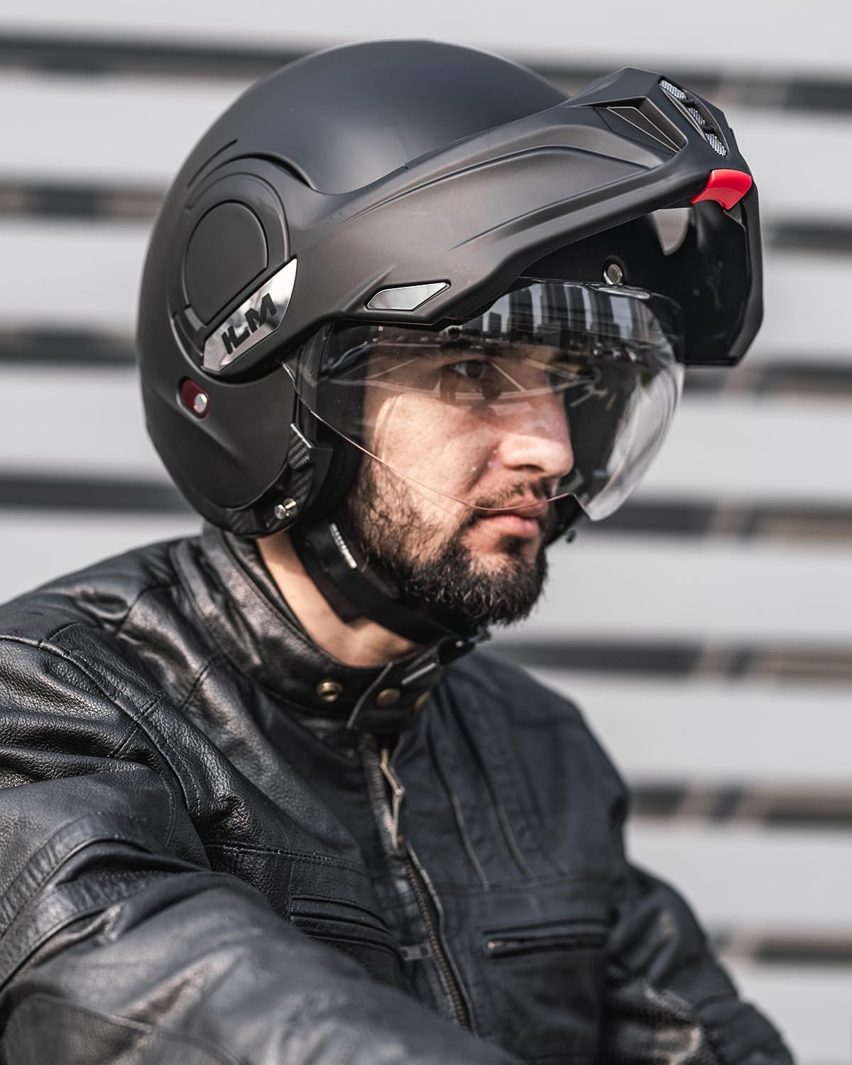 ILM Vintage Full Face Modular Motorcycle Helmet for Adults Men ATV UTV Snowmobile with 180° Reversible Chin Guard DOT ILM-B707(Matte Black, M) - Image 9