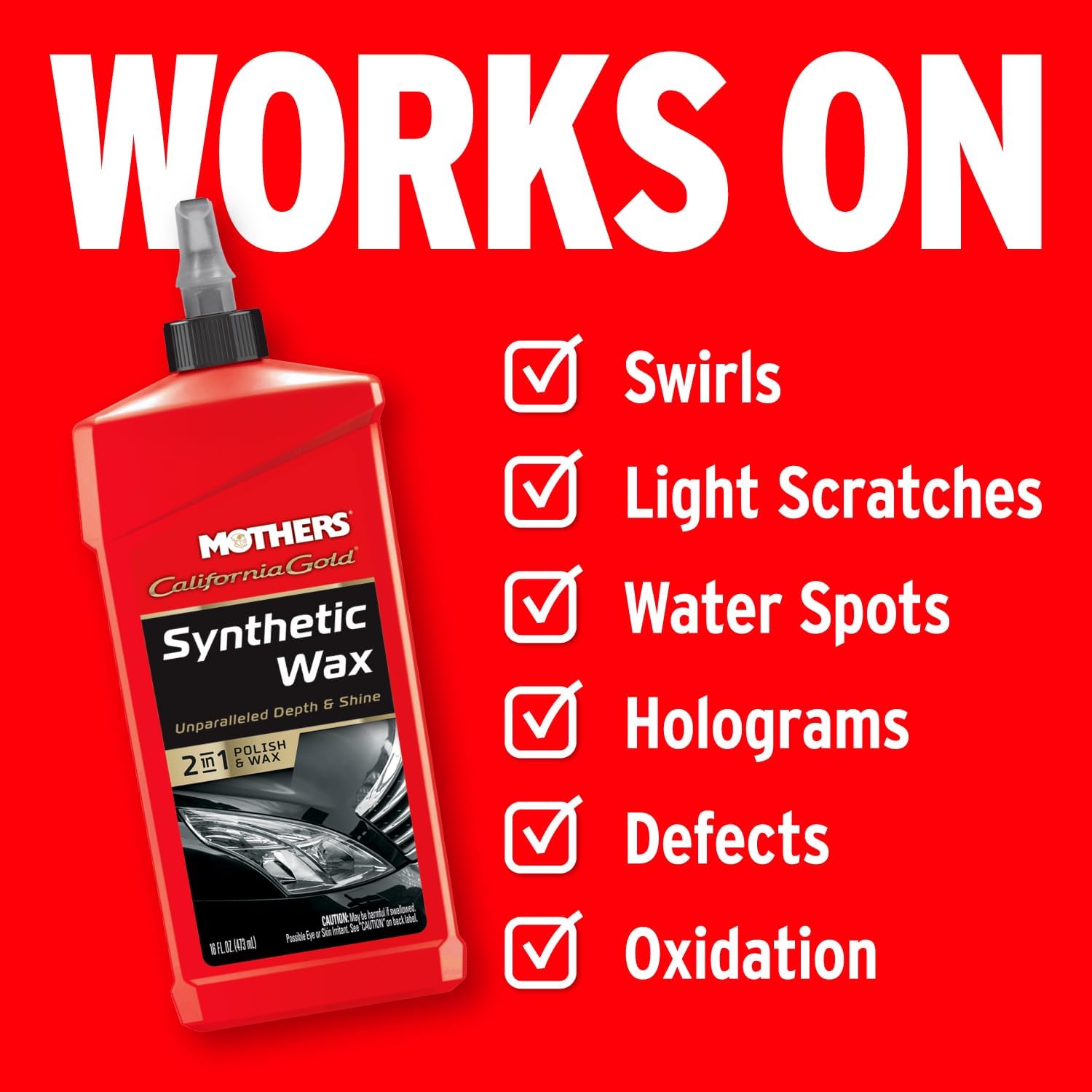 Mothers California Gold Synthetic Wax, 16 oz. (05716) | Long-Lasting Protection, Micro-Encapsulated Polymers, Polishes, Enhances Depth, Gloss & Shine, Easy-to-apply 2 in 1 Formula - Image 6
