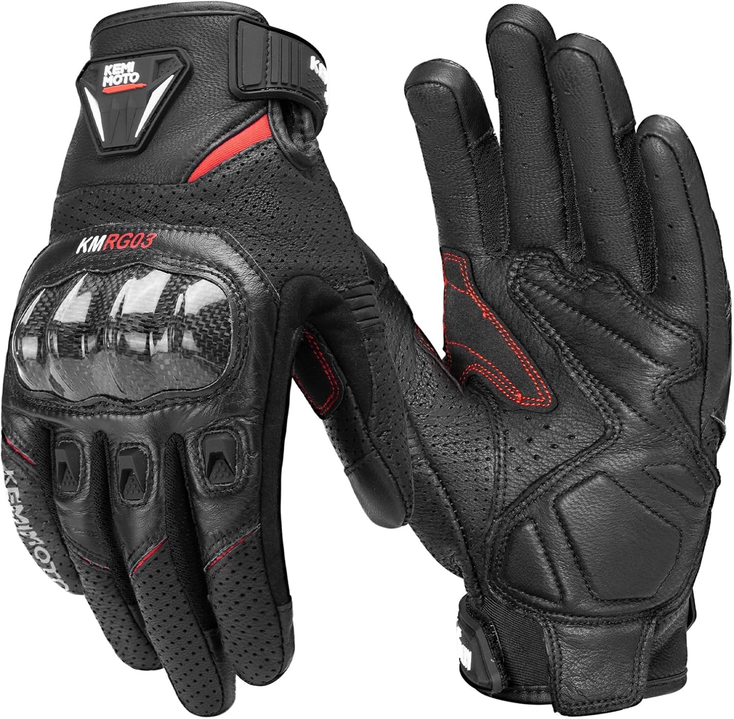 KEMIMOTO Sheepskin Leather Motorcycle Gloves for Men, Protective Motorcycle Gloves for Motocross Motorbike Dirt Bike Bicycle Racing ATV UTV - Image 2