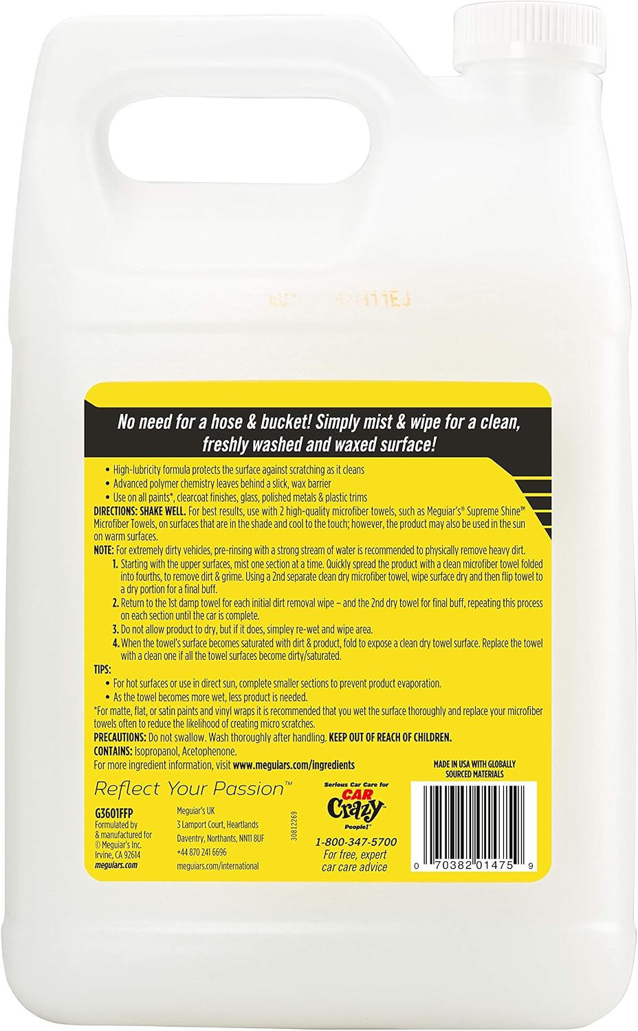 Meguiar's Ultimate Waterless Wash & Wax - Waterless Car Wash & Wax Without Swirling or Scratching - Easy Car Maintenance, No Water Required -1 Gallon (128 Oz) - Image 2