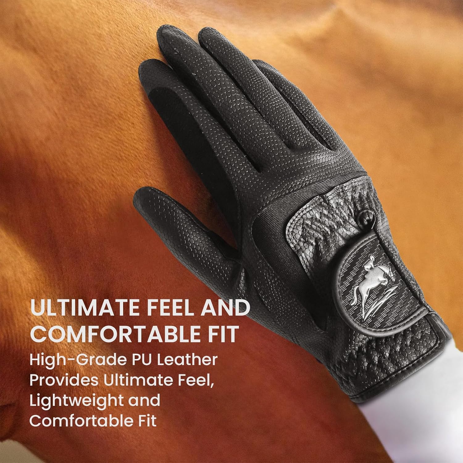 FINGER TEN Horse Riding Gloves Women Premium Pu Leather Equestrian Horseback Comfortable Grip Ladies Girls Glove Lightweight Breathable Touchscreen Stretchable for Outdoor Sport - Image 4