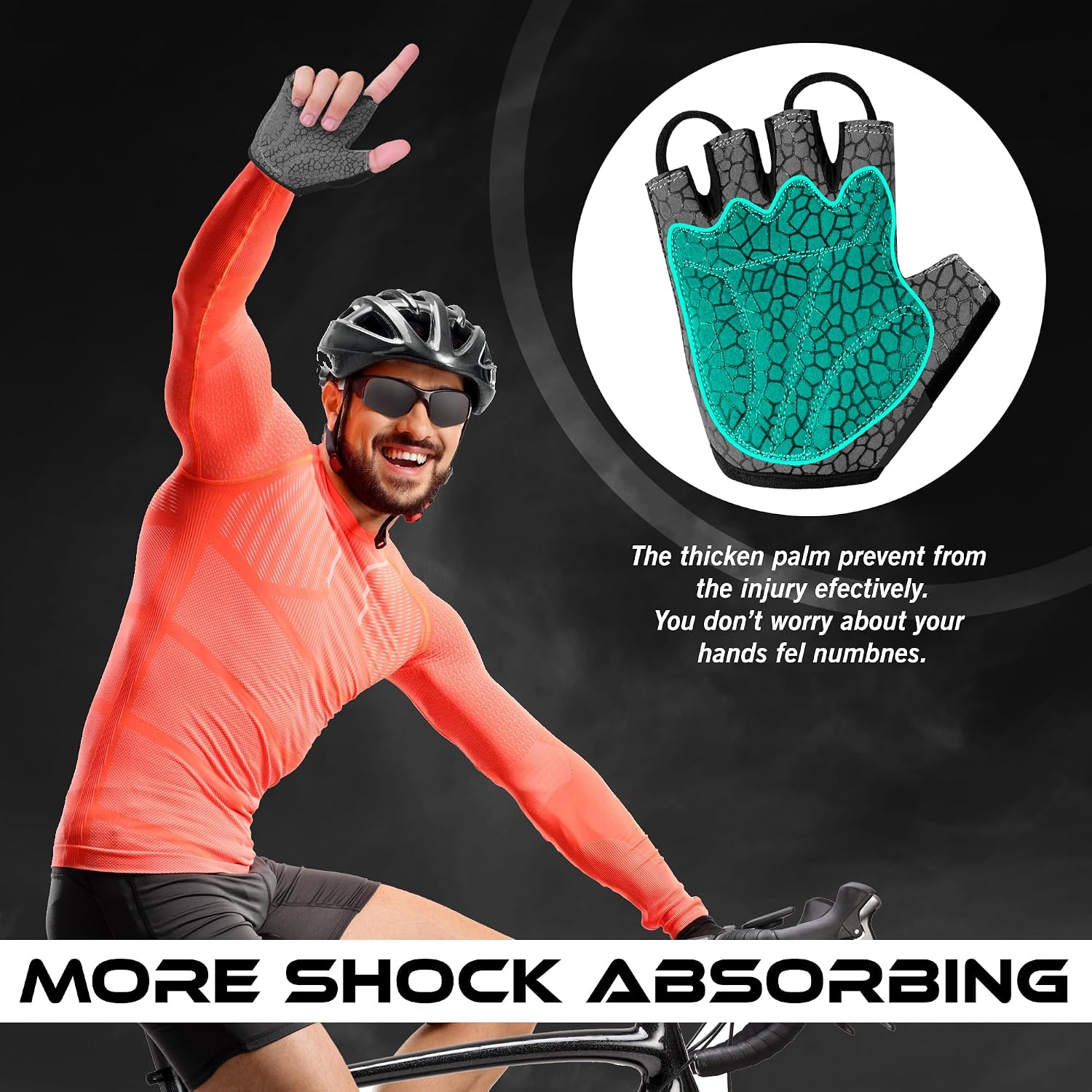 WESTWOOD FOX Cycling Gloves Half Finger Unisex Padded Grips Palm Bicycle Summer MTB Bike Gloves for Men Women Non-Slip Fingerless Short Mountain Bike Sports Hiking Climbing Gym - Image 5