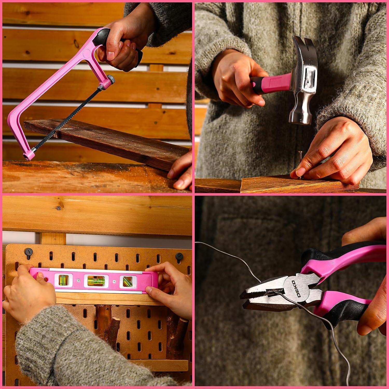 Pink Tool Kit Box Drill Set:DEKOPRO Home Mechanic Toolbox with 12V Power Cordless Drill Hand Repair Tools Sets Combo Kits Storage Organizer Drawer Case for Men & Women - Image 7