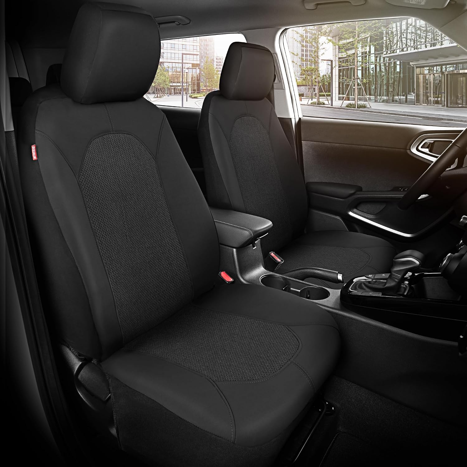 Motor Trend Black Car Seat Covers Set - 2 Front Seats – Spill-Proof Neoprene CarSeat Cover Protector for Cars – Automotive Car Accessories Interior Covers for SUV & Small Trucks – Semi Universal Fit - Image 3