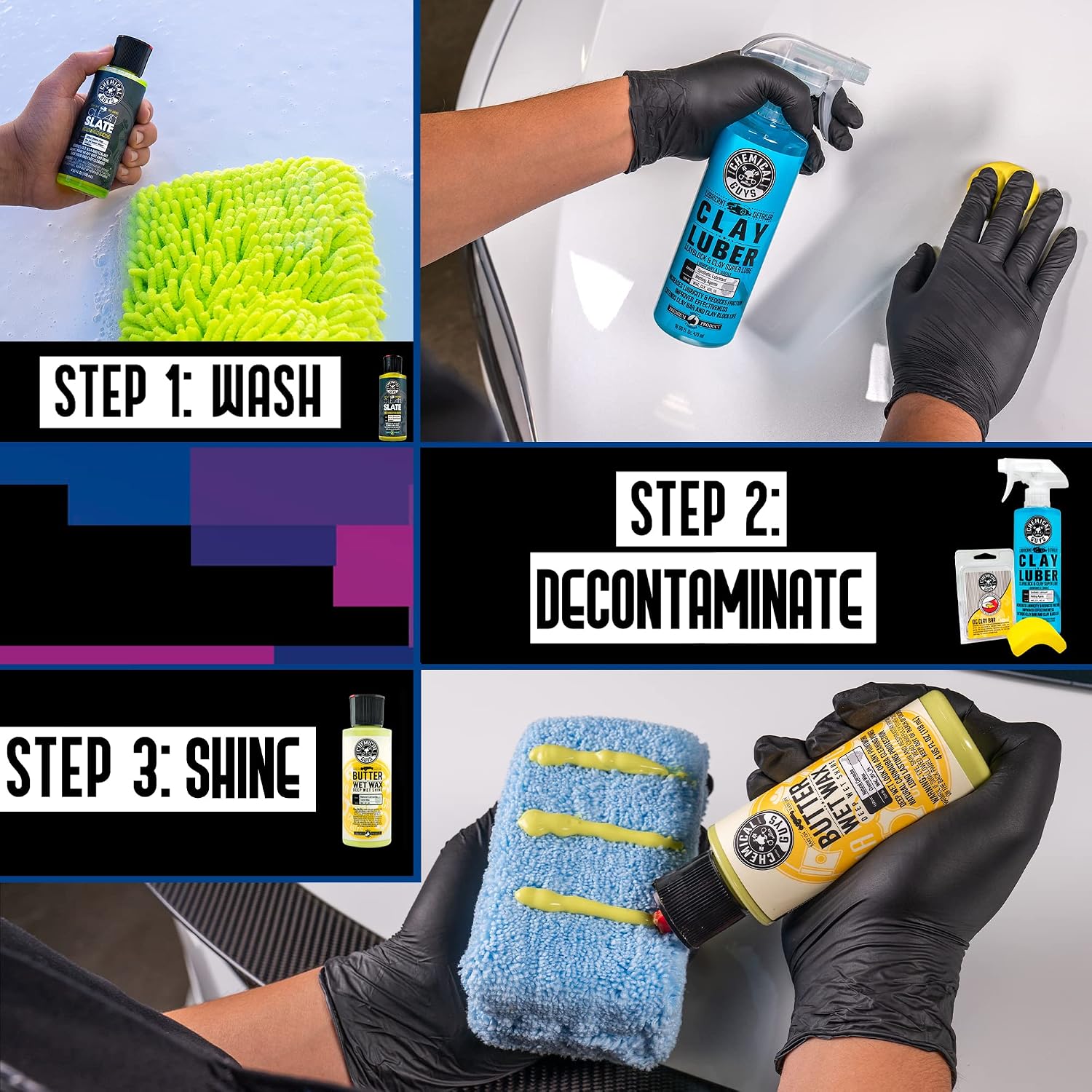 Chemical Guys, Clay Bar & Luber Combo Kit for Smooth Paint, 6-Piece Set | Clay bar plus lubricant lifts overspray, fallout and embedded grime, prepping paint for polish or wax - Image 3