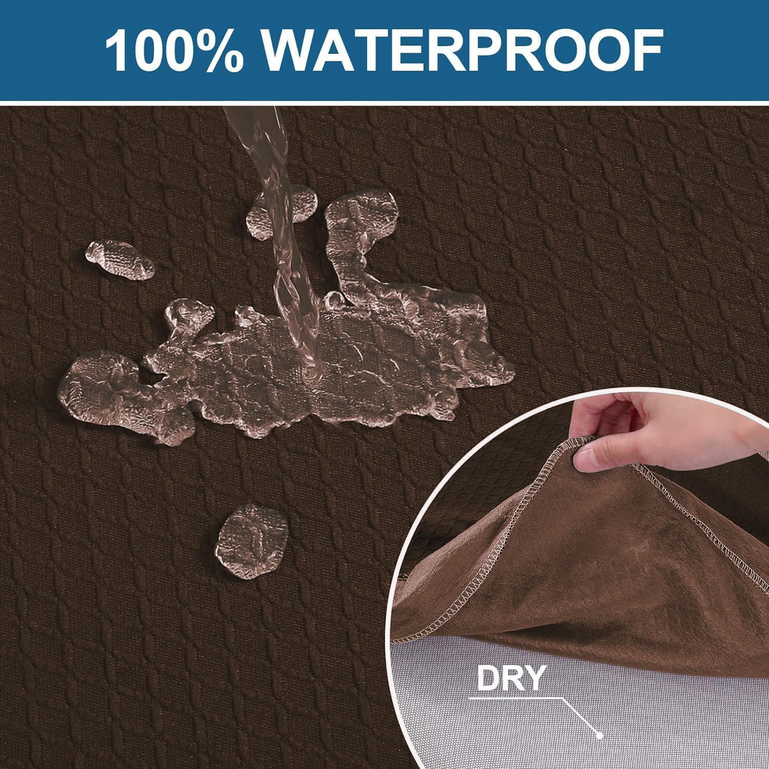Smiry Waterproof Seat Covers for Dining Room Chairs, No Rear Covers | Stretch Jacquard Removable Washable Chair Seat Slipcovers Protector, Set of 4, Brown - Image 4