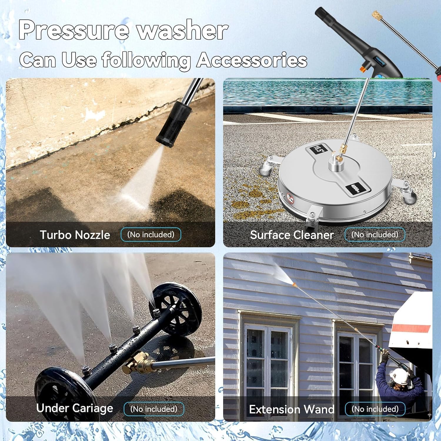 Electric Pressure Washer 5000 PSI Power Wahser with Pressure Control | Powerwashers for Homeowners, Cord with GFCI, 23FT Hose, 500ml Foam Cannon, Portable power washer for Home, Car, Blue - Image 9