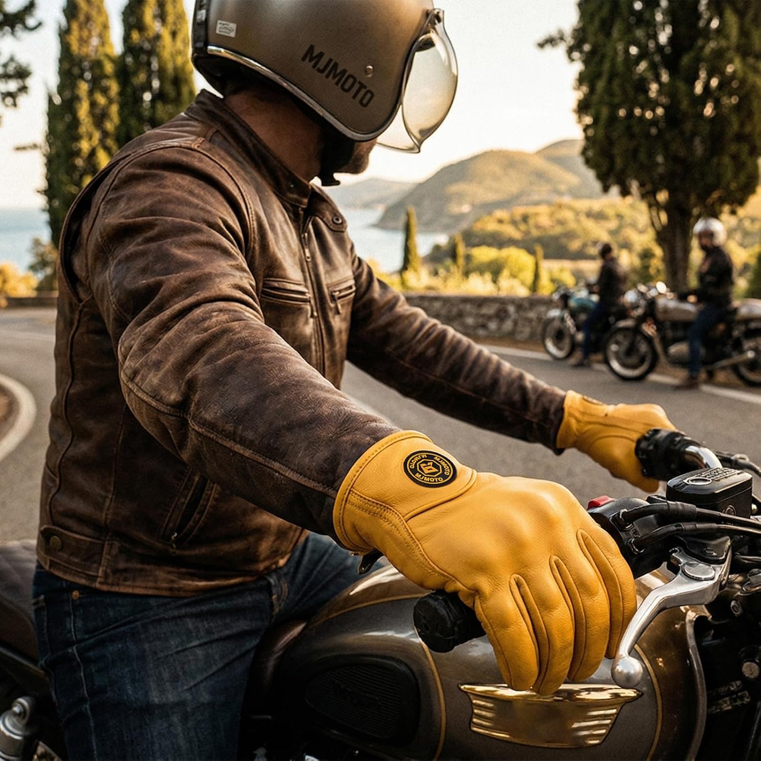 Classic Goat Leather Motorcycle Gloves, Touchscreen Breathable Summer Riding Gear for Men and Women - Image 8