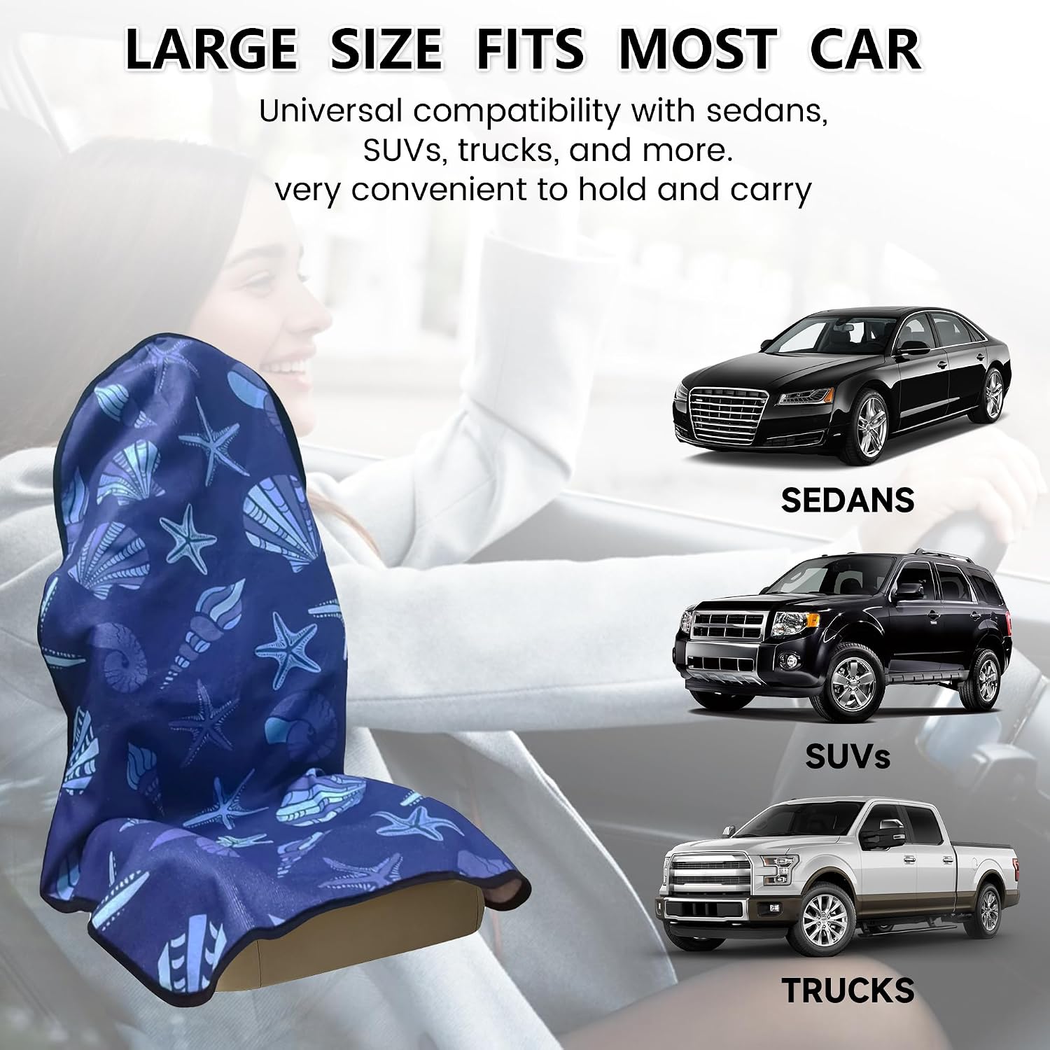 Car Seat Covers 2pcs Waterproof Towel Car Seat Cover Universal Fit for Most Trucks SUV Fitness Athletes Pets Gym and Water Sport,Conch Shells Starfish - Image 8