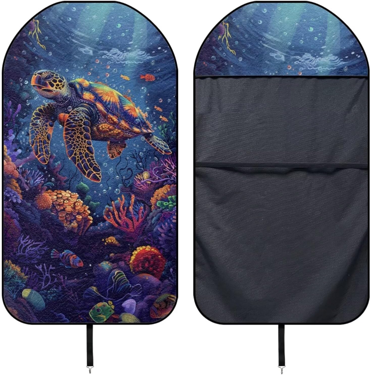 Sea Turtle Print Sweating Car Seat Hoodies,Coral Printed Towel Car Seat Cover for Auto,Waterproof Bucket Towel Automotive Seat Covers Fits Most Car Truck SUV Van - Image 7