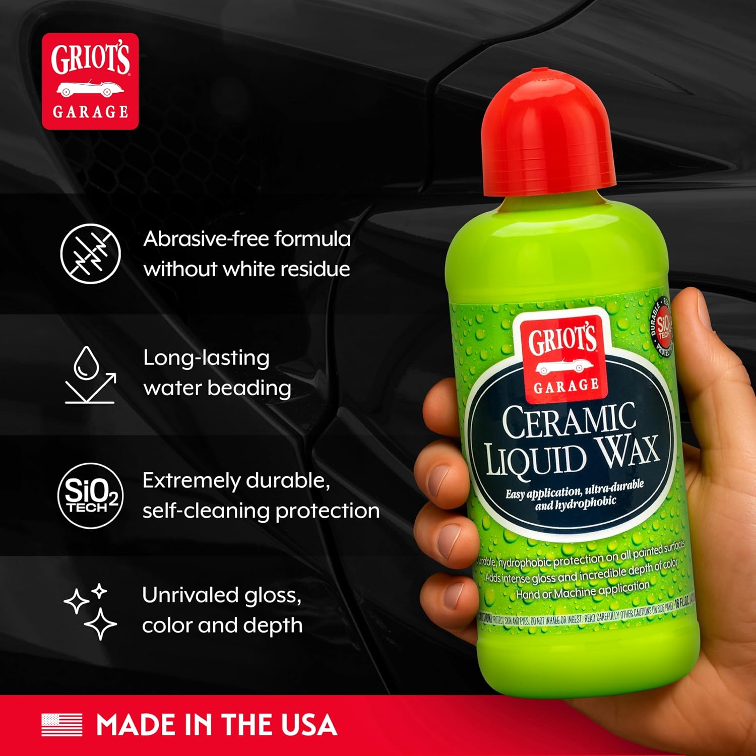 Griots Garage Ceramic Liquid Wax for Car Polishing and Detailing, High-Gloss Shine and Hydrophobic, Self-Cleaning Coating for Auto Paint, 10909, 16oz - Image 4