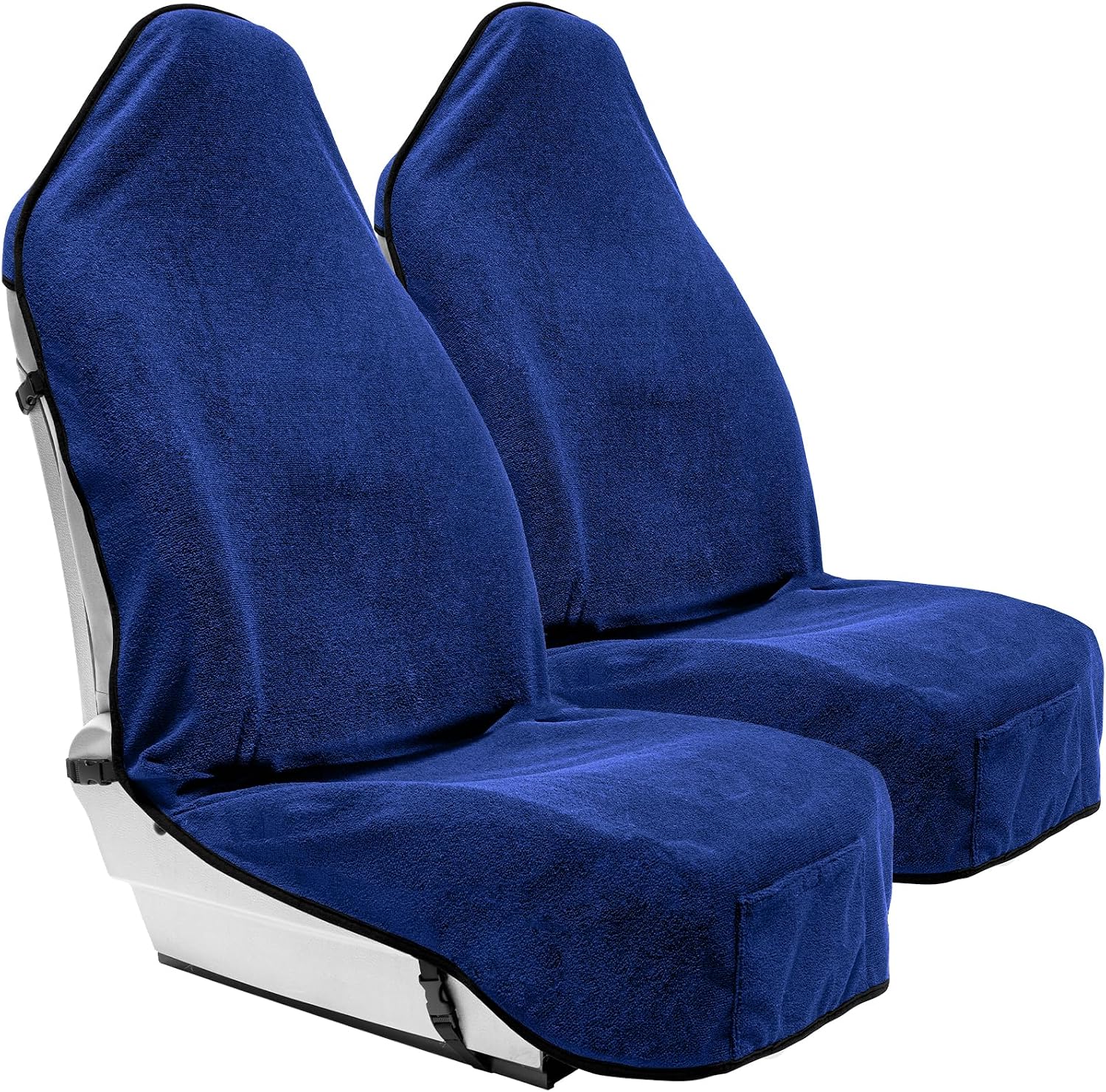 Season Guard Towel Seat Cover, Waterproof Car Seat Protectors for Gym, Workout & Active Lifestyle, Universal Fit for Car SUV Truck Van, Non-Slip 3 Strap Design, Machine Washable, 2 Pack Blue - Image 2