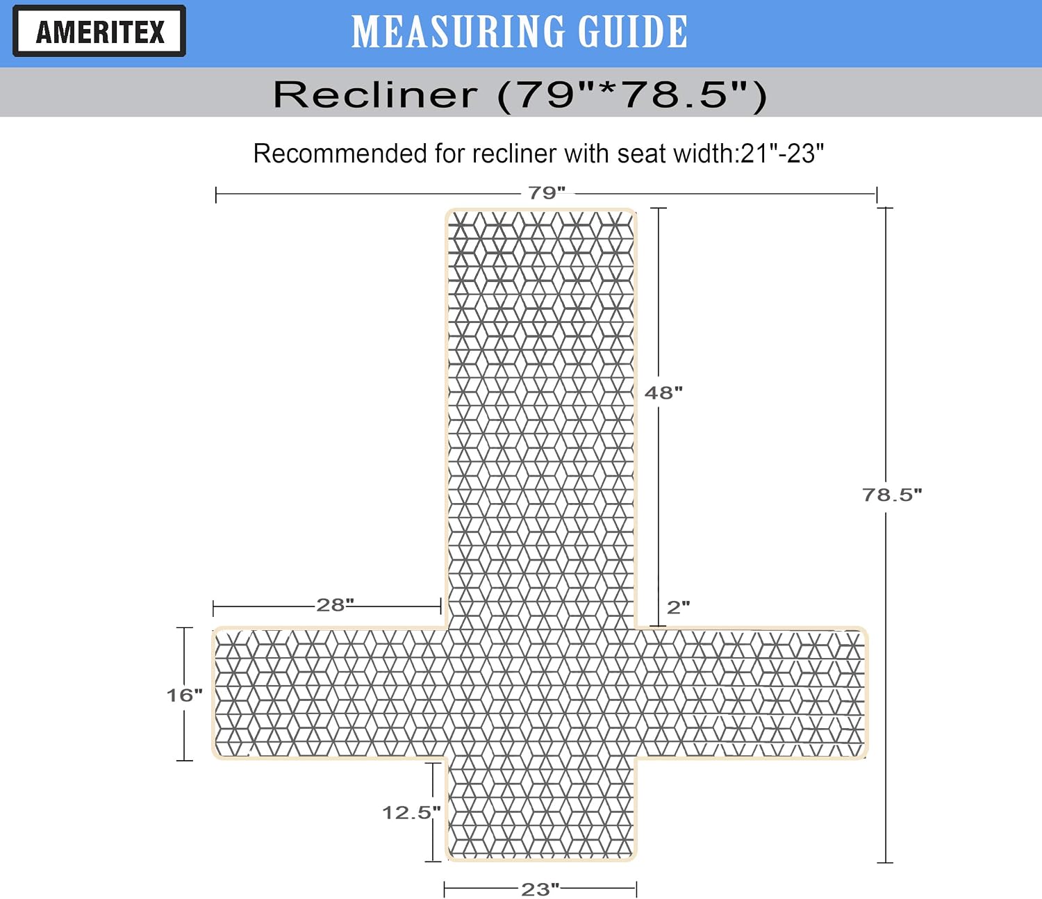 Ameritex Waterproof Nonslip Recliner Cover Christmas Decor Stay in Place, Dog Couch Recliner Cover Furniture Protector for Pets and Kids (Beige, 23'') - Image 3