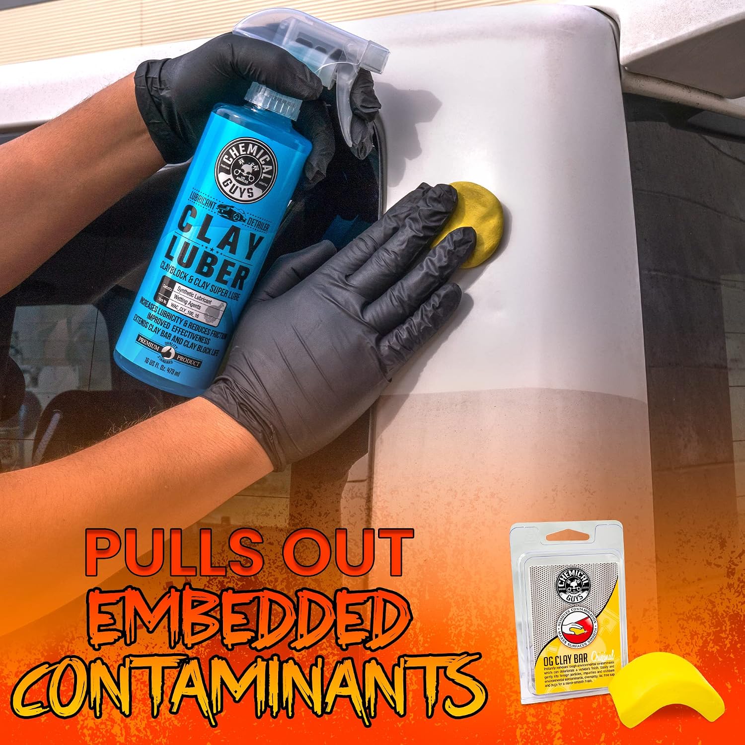 Chemical Guys, Clay Bar & Luber Combo Kit for Smooth Paint, 6-Piece Set | Clay bar plus lubricant lifts overspray, fallout and embedded grime, prepping paint for polish or wax - Image 5
