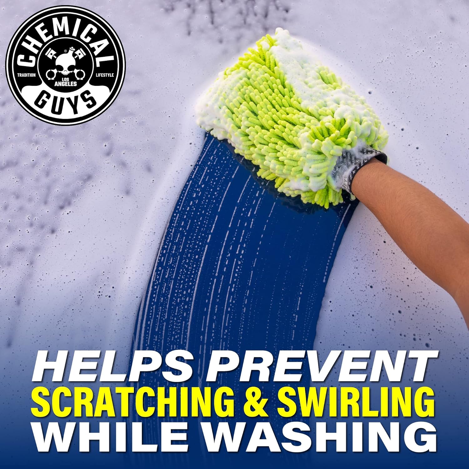 Chemical Guys, Chenille Microfiber Wash Mitt for Cars, Scratch-Free, 2 Pack | Ultra-soft lime green chenille holds thick suds and traps grit, gentle on paint, glass and chrome, machine washable - Image 7
