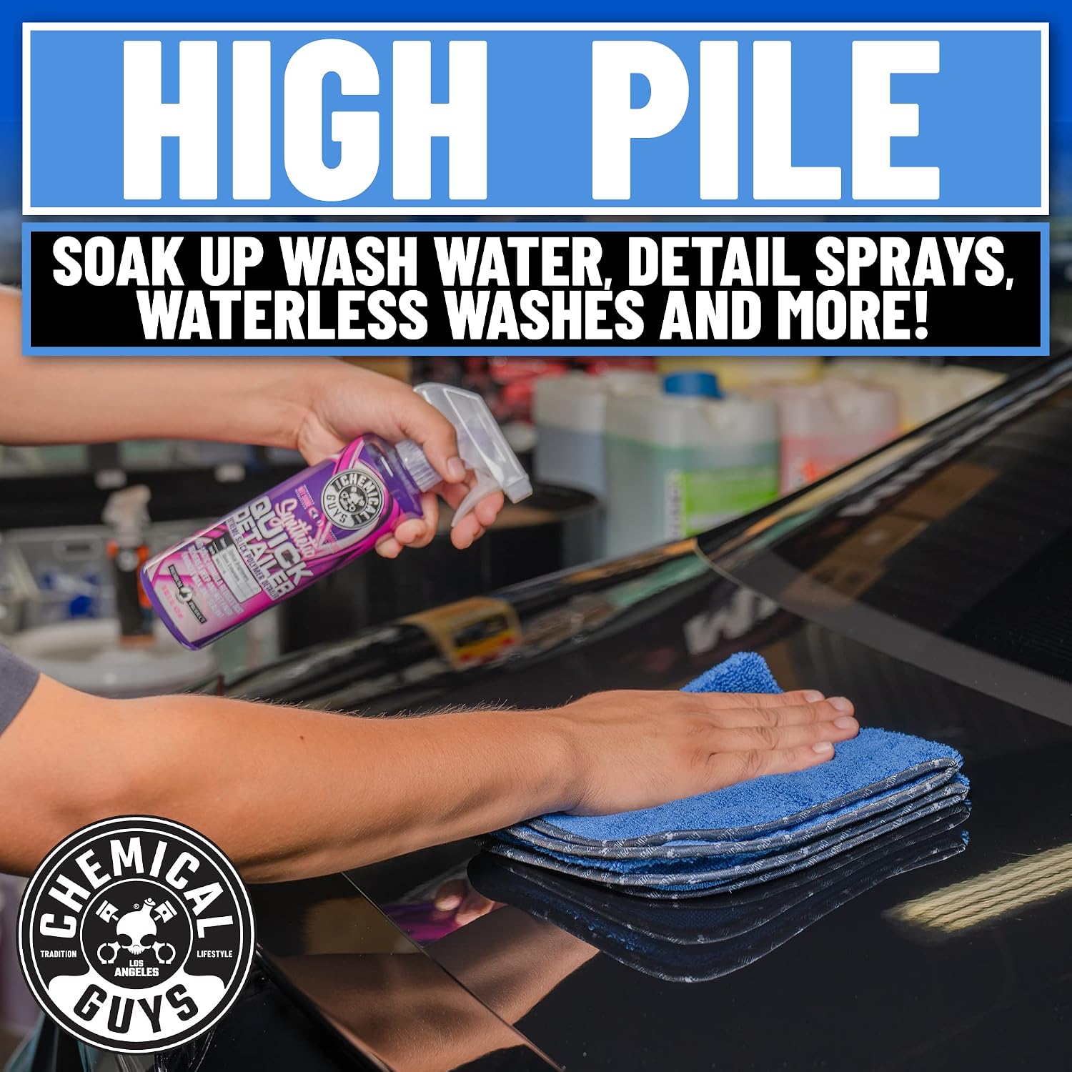 Chemical Guys, Professional Microfiber Towels, 16 x 16 in, Blue, 3 Pack | Ultra-soft, scratch-free towels to buff wax, dry panels and clean glass and interiors, machine washable - Image 12