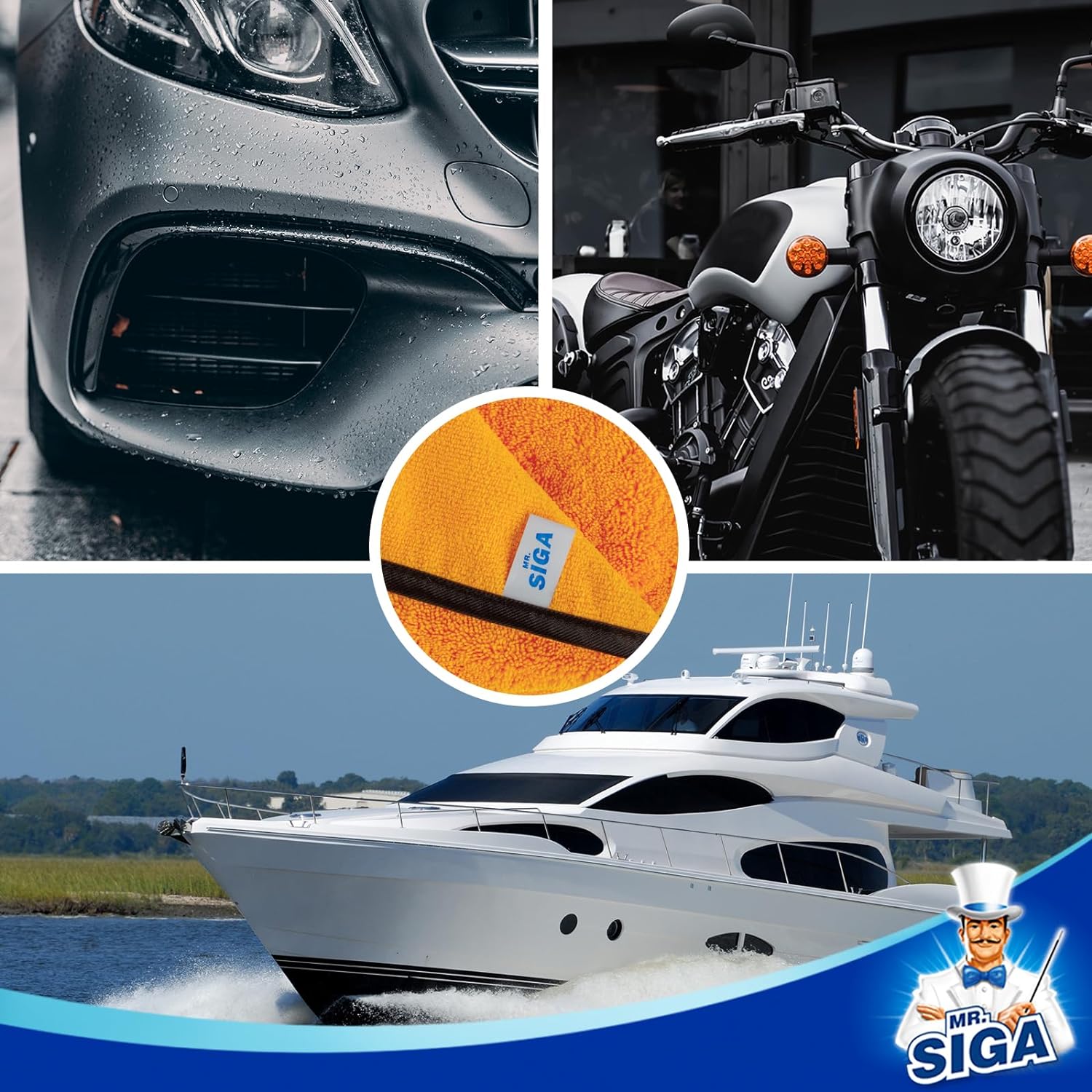 MR.SIGA Professional Microfiber Towels for Cars, Scratch Free, 12 Pack | Dual-sided car washing and detailing towels, gold, 40 x 60 cm(15.7 x 23.6 inch) - Image 5
