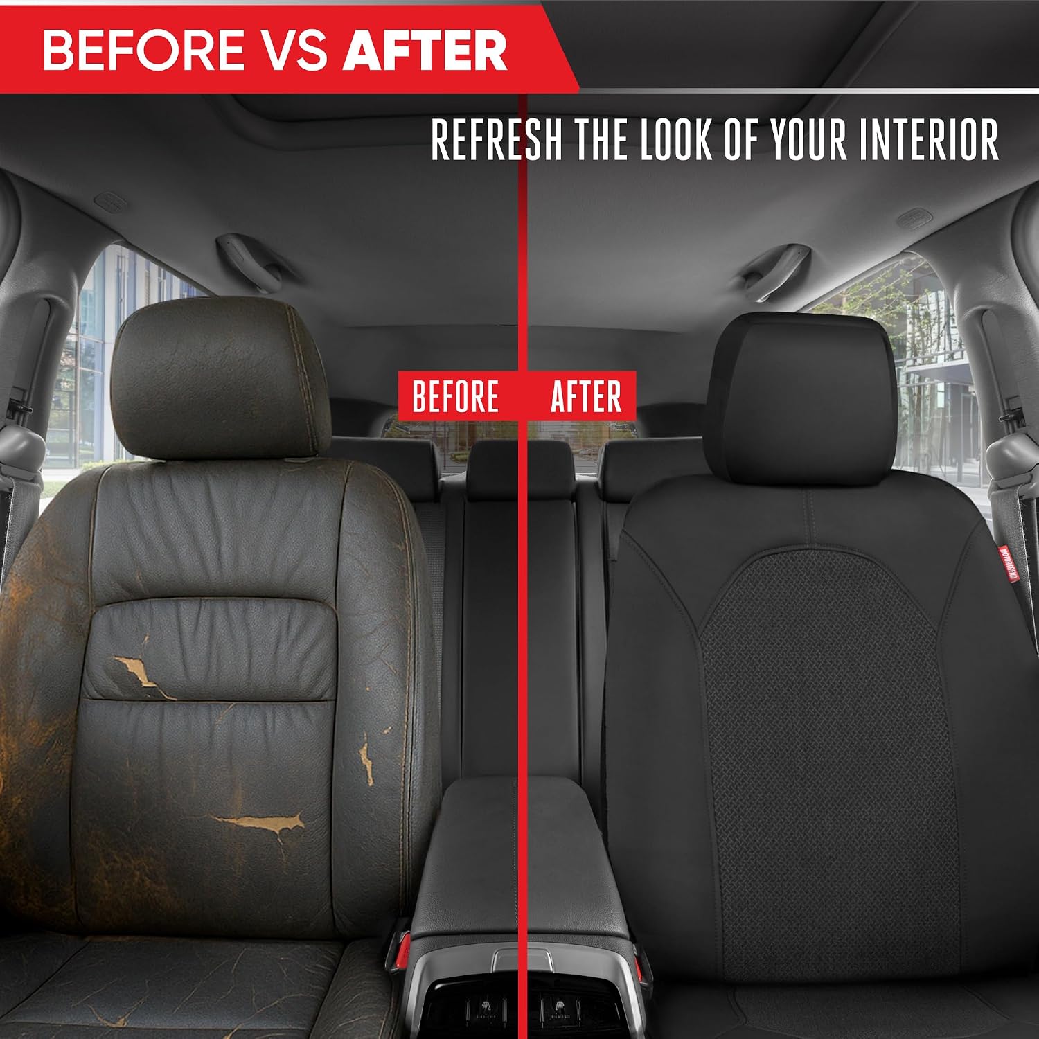 Motor Trend Black Car Seat Covers Set - 2 Front Seats – Spill-Proof Neoprene CarSeat Cover Protector for Cars – Automotive Car Accessories Interior Covers for SUV & Small Trucks – Semi Universal Fit - Image 8