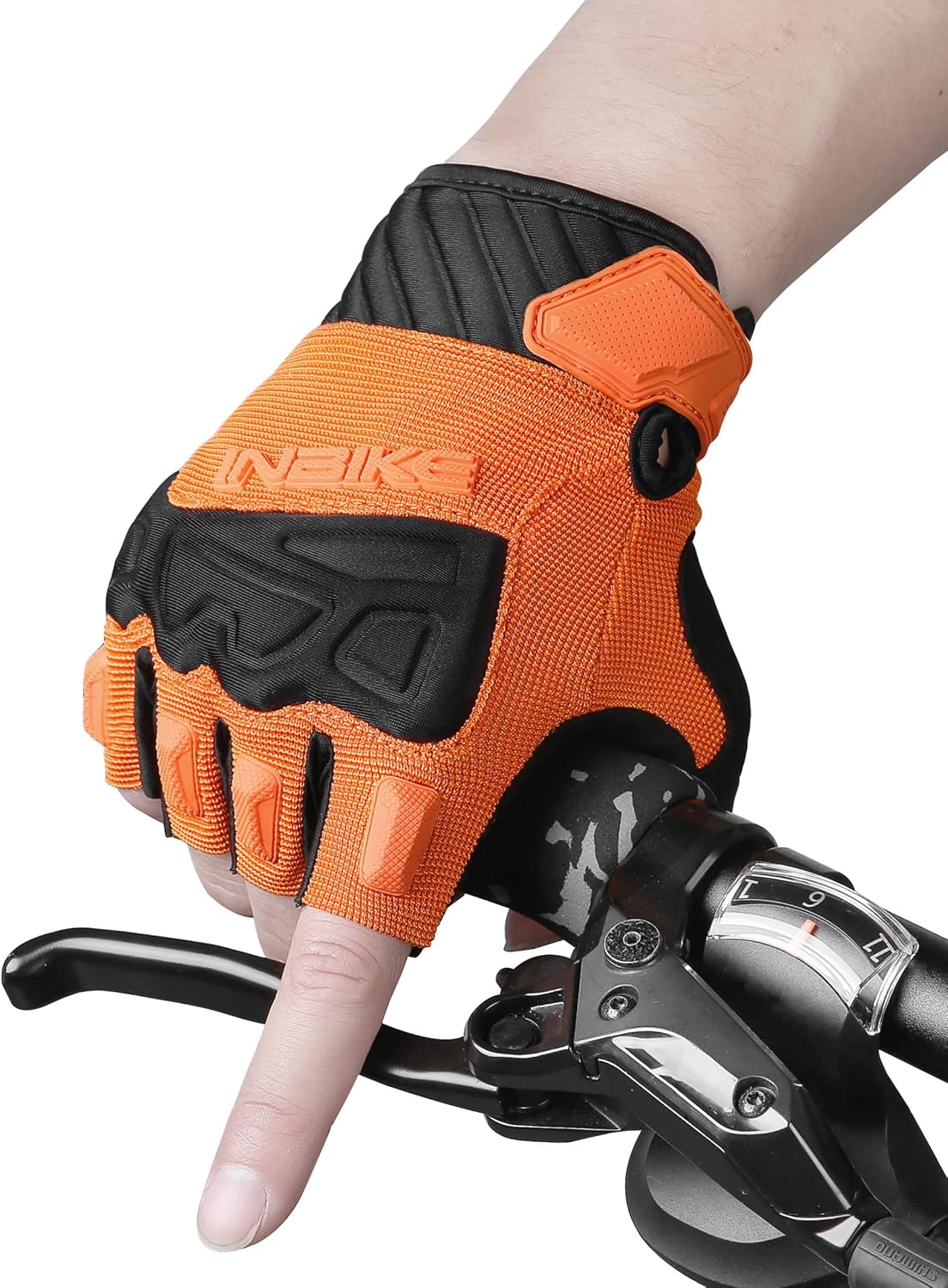 INBIKE Half Finger Cycling Gloves Knuckle Guard Padded Mountain Bike Glove | 5mm Shock-Absorbing Palm Padding, MTB Biking, Motocross, Road Bicycle, Breathable Mesh Fabric, Anti-Slip Palm - Image 2