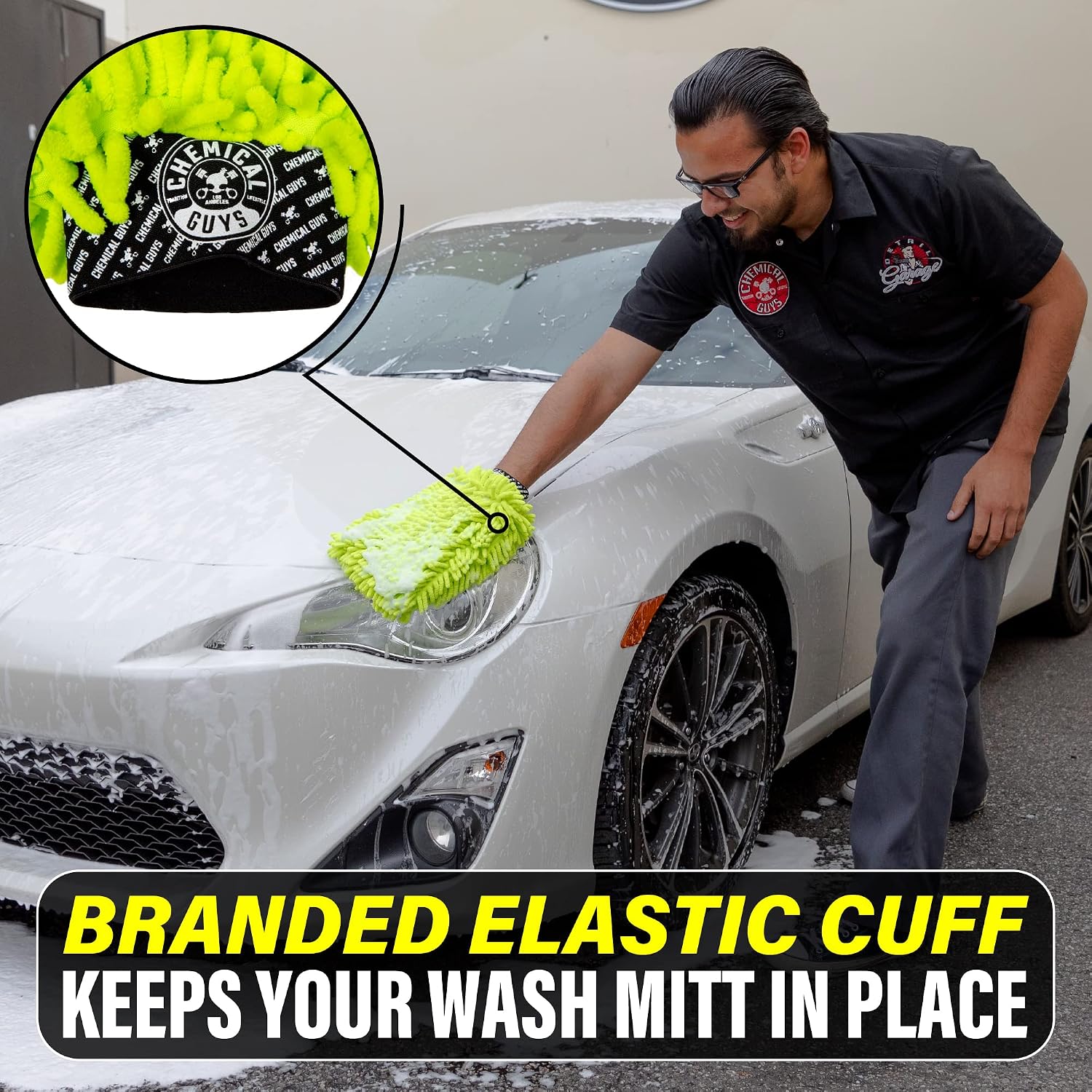 Chemical Guys, Chenille Microfiber Wash Mitt for Cars, Scratch-Free, 2 Pack | Ultra-soft lime green chenille holds thick suds and traps grit, gentle on paint, glass and chrome, machine washable - Image 6