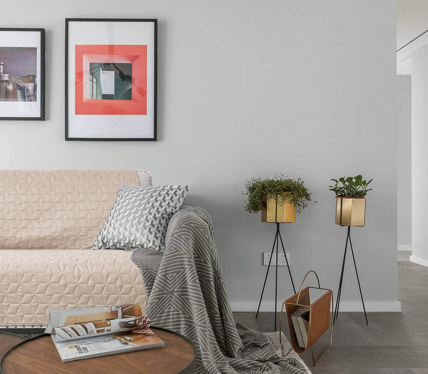 Ameritex Waterproof Nonslip Recliner Cover Christmas Decor Stay in Place, Dog Couch Recliner Cover Furniture Protector for Pets and Kids (Beige, 23'') - Image 7