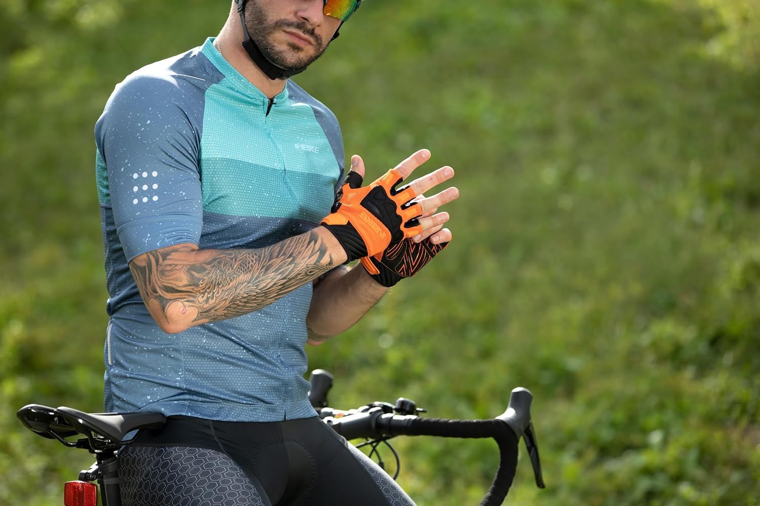 INBIKE Half Finger Cycling Gloves Knuckle Guard Padded Mountain Bike Glove | 5mm Shock-Absorbing Palm Padding, MTB Biking, Motocross, Road Bicycle, Breathable Mesh Fabric, Anti-Slip Palm - Image 7