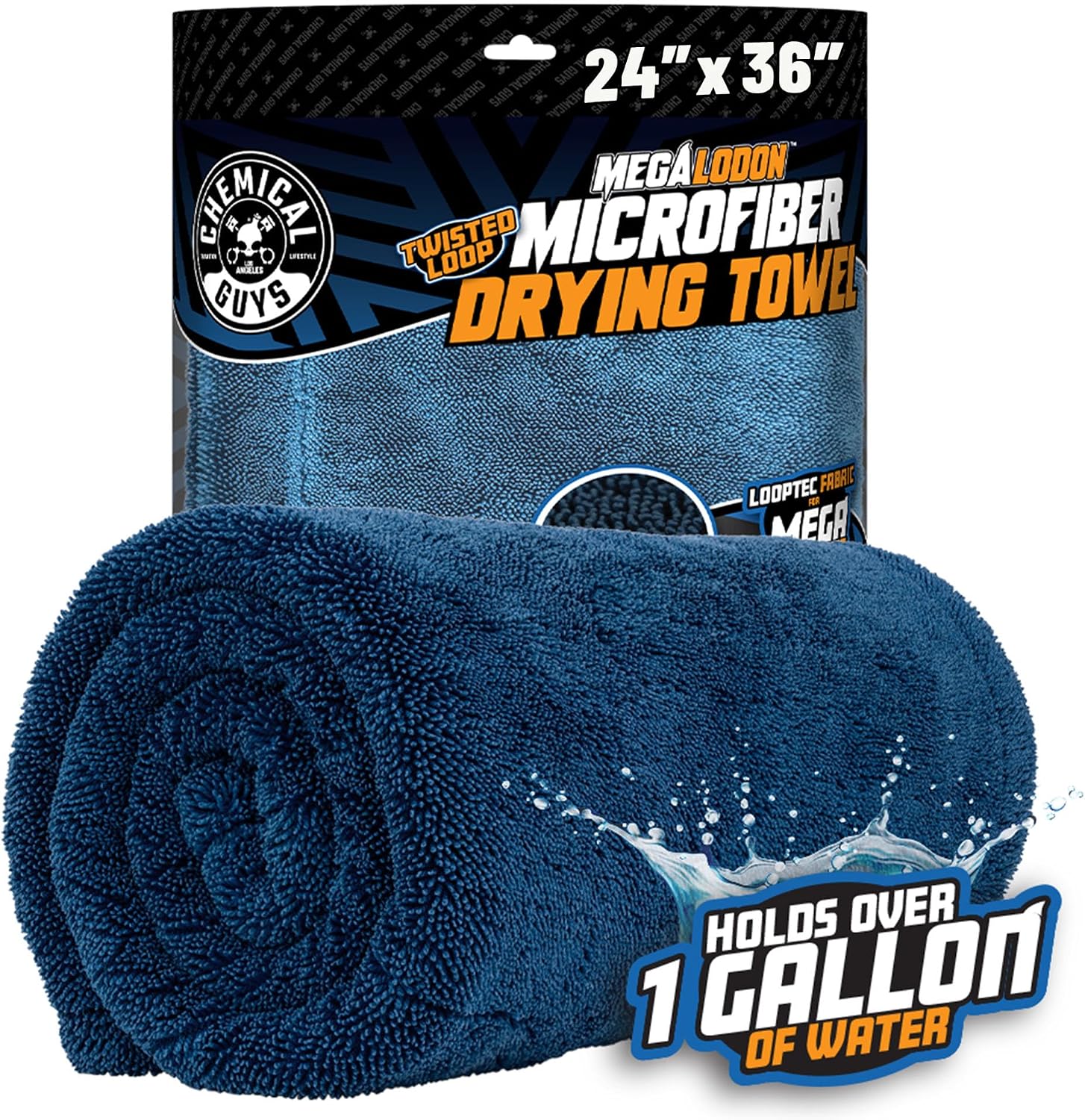 Chemical Guys, Megalodon Twisted Loop Microfiber Drying Towel, 24 x 36 in | Twisted-loop microfiber holds more water than standard towels, ultra-plush and gentle for drying the whole car - Image 2