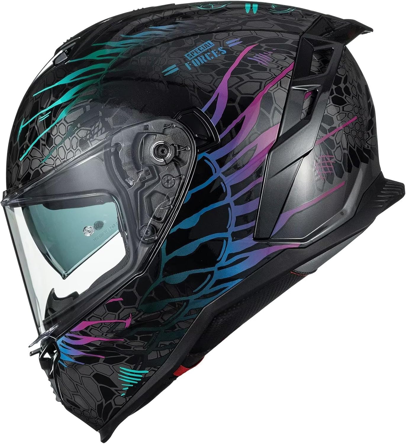 ILM Motorcycle Helmets DOT ECE Dual Visor Street Racing Helmet Full Face Powersports Cascos for Men Women Model MF567(Cobra Camaleon Purple, L) - Image 2