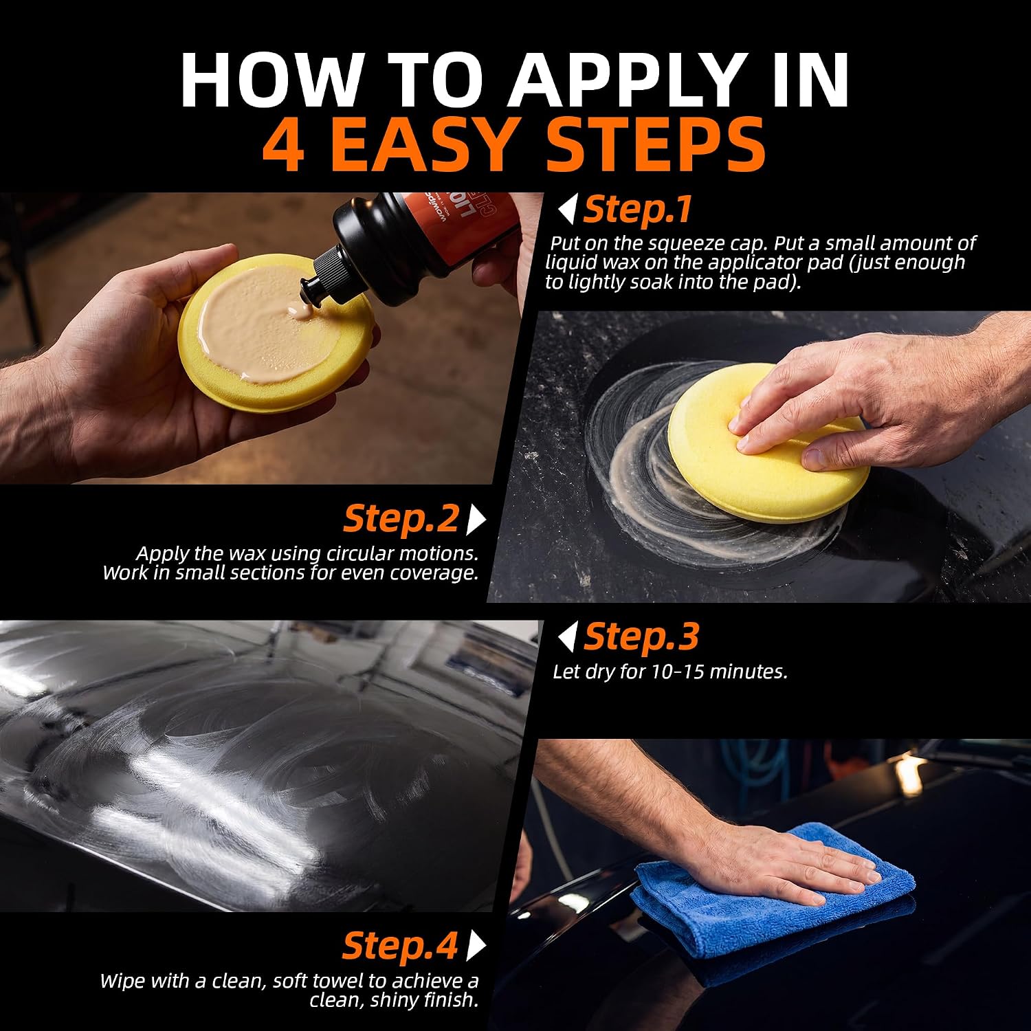 Liquid Cleaner Wax for Cars - 2 in 1 Car Wax Cleaner & Shine in One Step, Easy to Use Liquid for Paint Protection, Water Beading & Gloss for Black White Cars - 10.58 oz - Image 9
