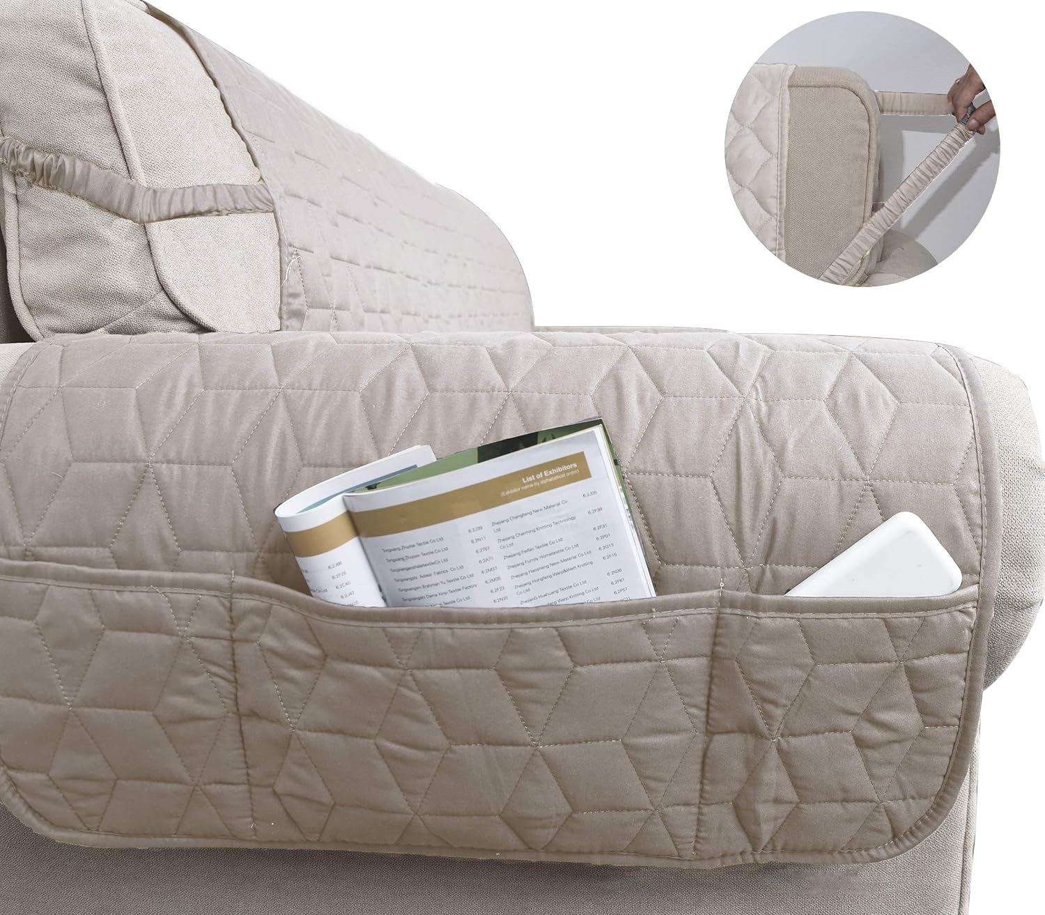 Ameritex Waterproof Nonslip Recliner Cover Christmas Decor Stay in Place, Dog Couch Recliner Cover Furniture Protector for Pets and Kids (Beige, 23'') - Image 5