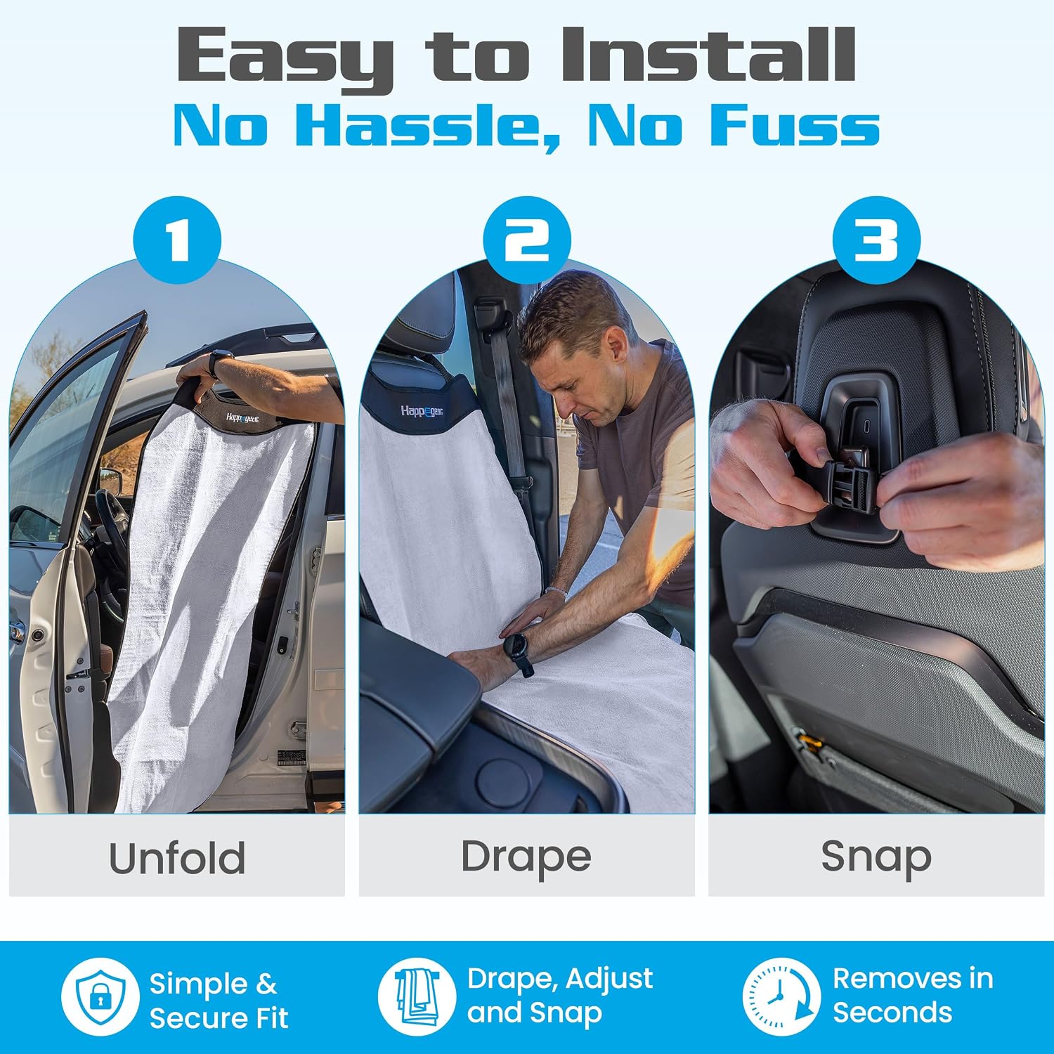 Happeseat Car Seat Cover and Protector, Light Grey | Waterproof, Easy Install & Storage, Machine Washable - Image 5