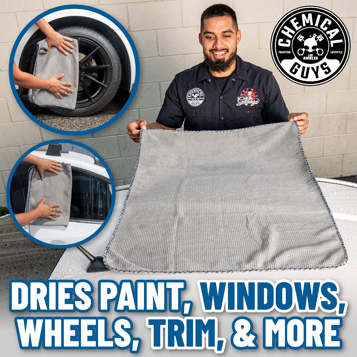 Chemical Guys, Waffle Weave Gray Matter Microfiber Drying Towel, 25 x 36 in | Waffle-weave towel with soft-banded edges soaks up sheeting water for a fast, scratch-free dry on paint and glass. - Image 12