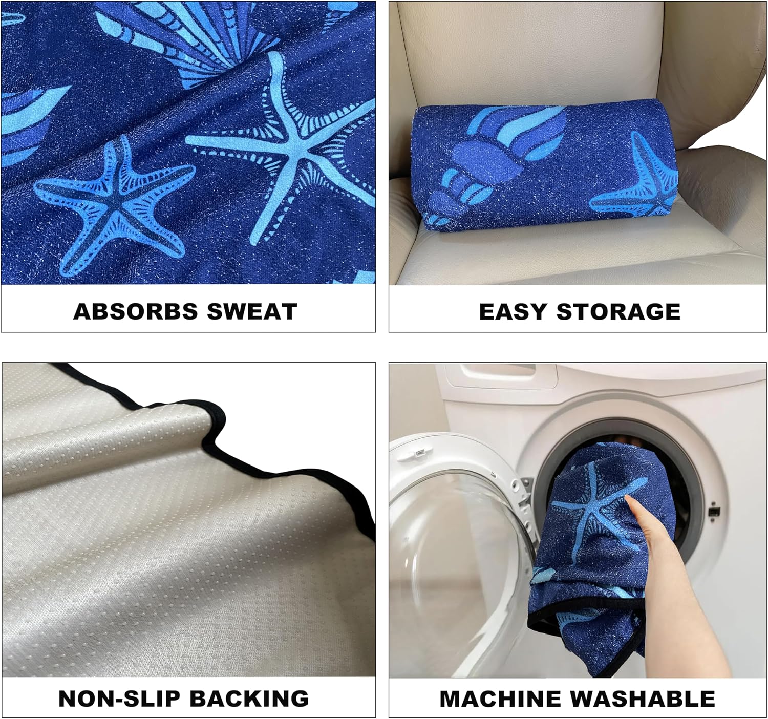 Car Seat Covers 2pcs Waterproof Towel Car Seat Cover Universal Fit for Most Trucks SUV Fitness Athletes Pets Gym and Water Sport,Conch Shells Starfish - Image 7