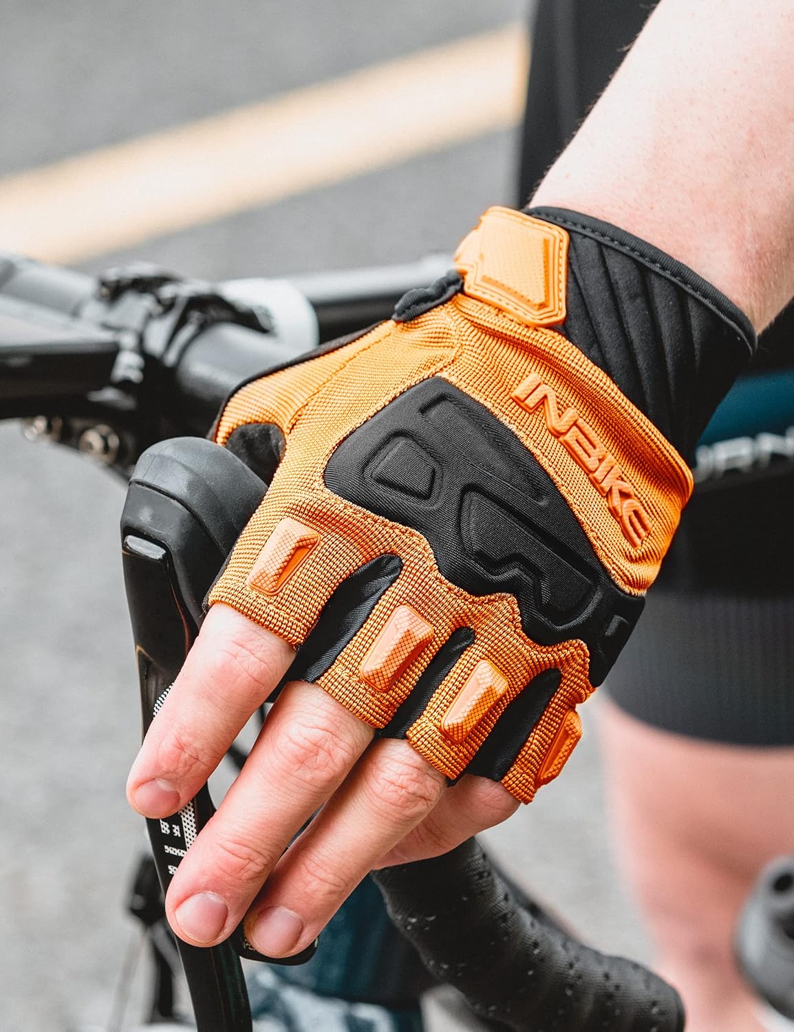 INBIKE Half Finger Cycling Gloves Knuckle Guard Padded Mountain Bike Glove | 5mm Shock-Absorbing Palm Padding, MTB Biking, Motocross, Road Bicycle, Breathable Mesh Fabric, Anti-Slip Palm - Image 6