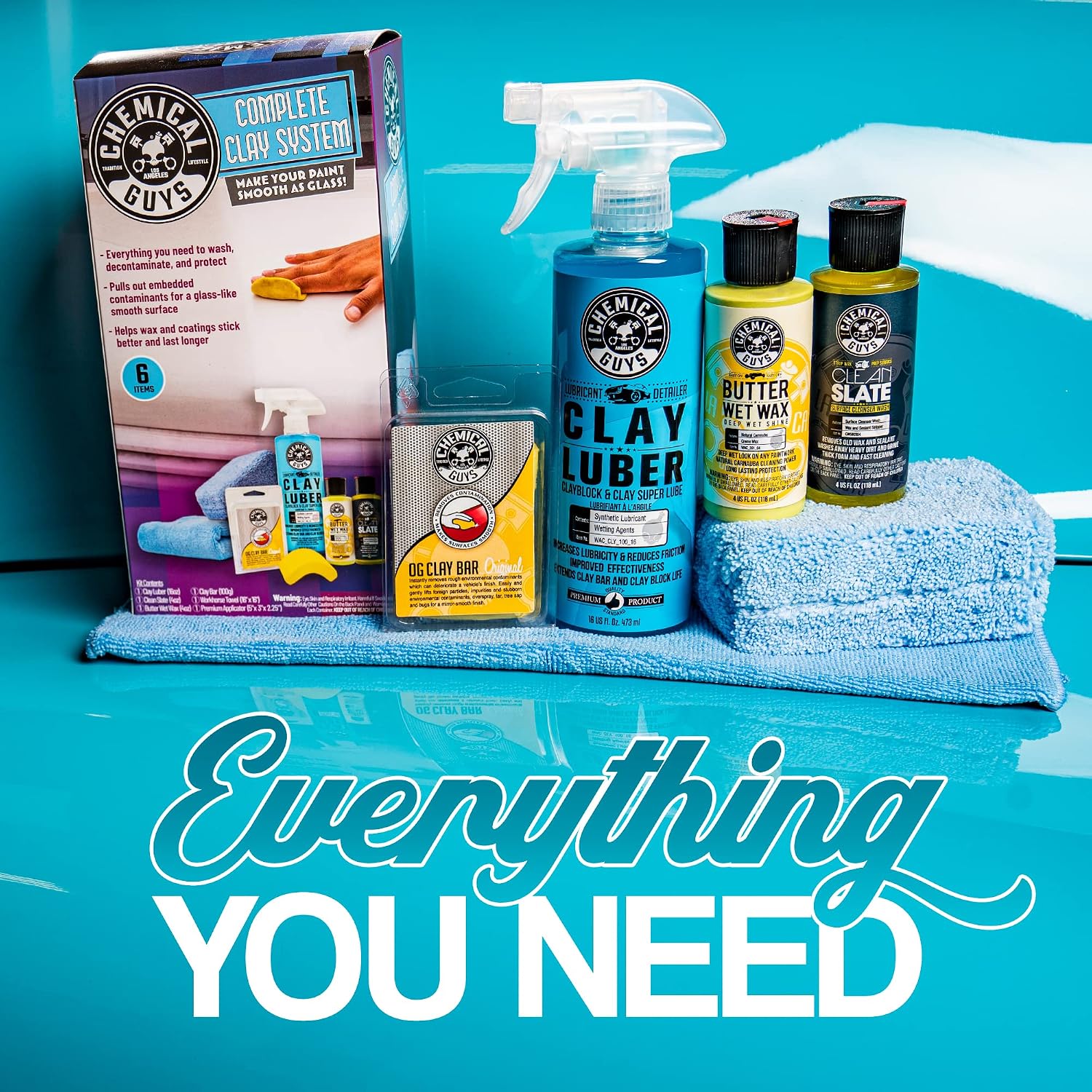 Chemical Guys, Clay Bar & Luber Combo Kit for Smooth Paint, 6-Piece Set | Clay bar plus lubricant lifts overspray, fallout and embedded grime, prepping paint for polish or wax - Image 4