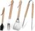 GreatChef Barbecue Grilling Utensils Set of 4, Stainless Steel Tools with Wood Handle, Meat Fork, Slotted Turner, Barbecue Tongs & Silicone Brush, Good BBQ Accessories for Outdoor, Camping & Party