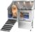 POLIMO Dog Washing Station with LED Display 50″ (Left Ramp), 304 Stainless Steel Dog Bathtub for Large Medium Small Dogs, Professional Pet Grooming Tub with Faucet, Storage Drawer, Floor Grate, Window