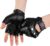 JISEN Men PU leather Punk Gloves Steampunk Gothic Half Finger Hook-Loop Mittens