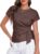 HOTIAN Womens Cap Sleeve T Shirts Tie Waist Tops Crew Neck Blouses Dressy Casual Loose Work Business Tees