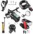 8 Pack Bicycle Accessories, Bike Light Set USB Rechargeable, 1 Bike Water Bottle Holder, Bicycle Bag and 1 Bike Aluminum Bicycle Bell,Pump