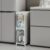 2-Tier Narrow Storage Cabinet, Slim Bathroom Storage Cabinet with Adjustable Shelves and Wheels, Narrow Organizer for Small Space, Bathroom, Kitchen, Laundry, White